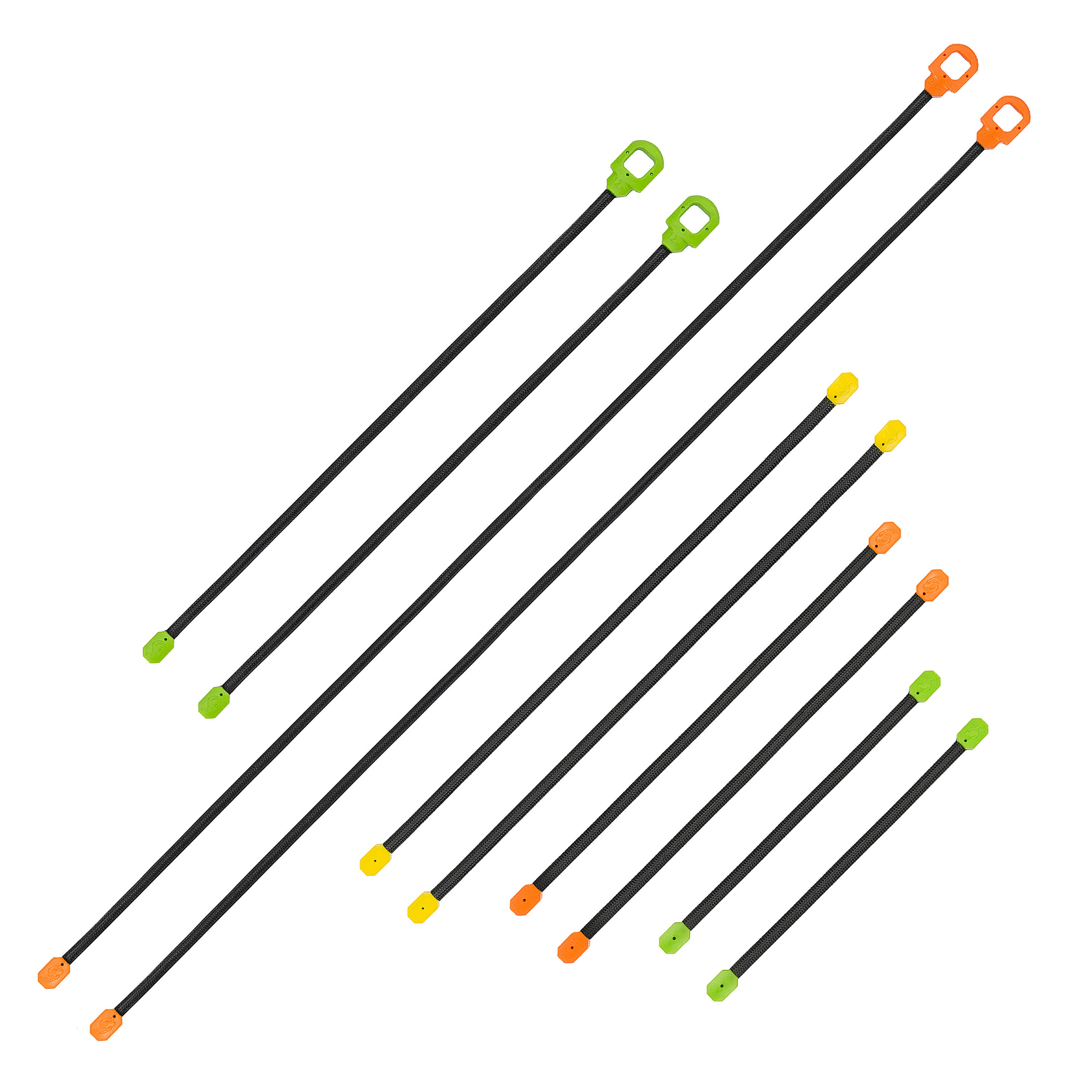 TWISTED GOAT 9677 Assorted Length Heavy-duty Strap Bungee Cord (Hookless) 10 -Pack