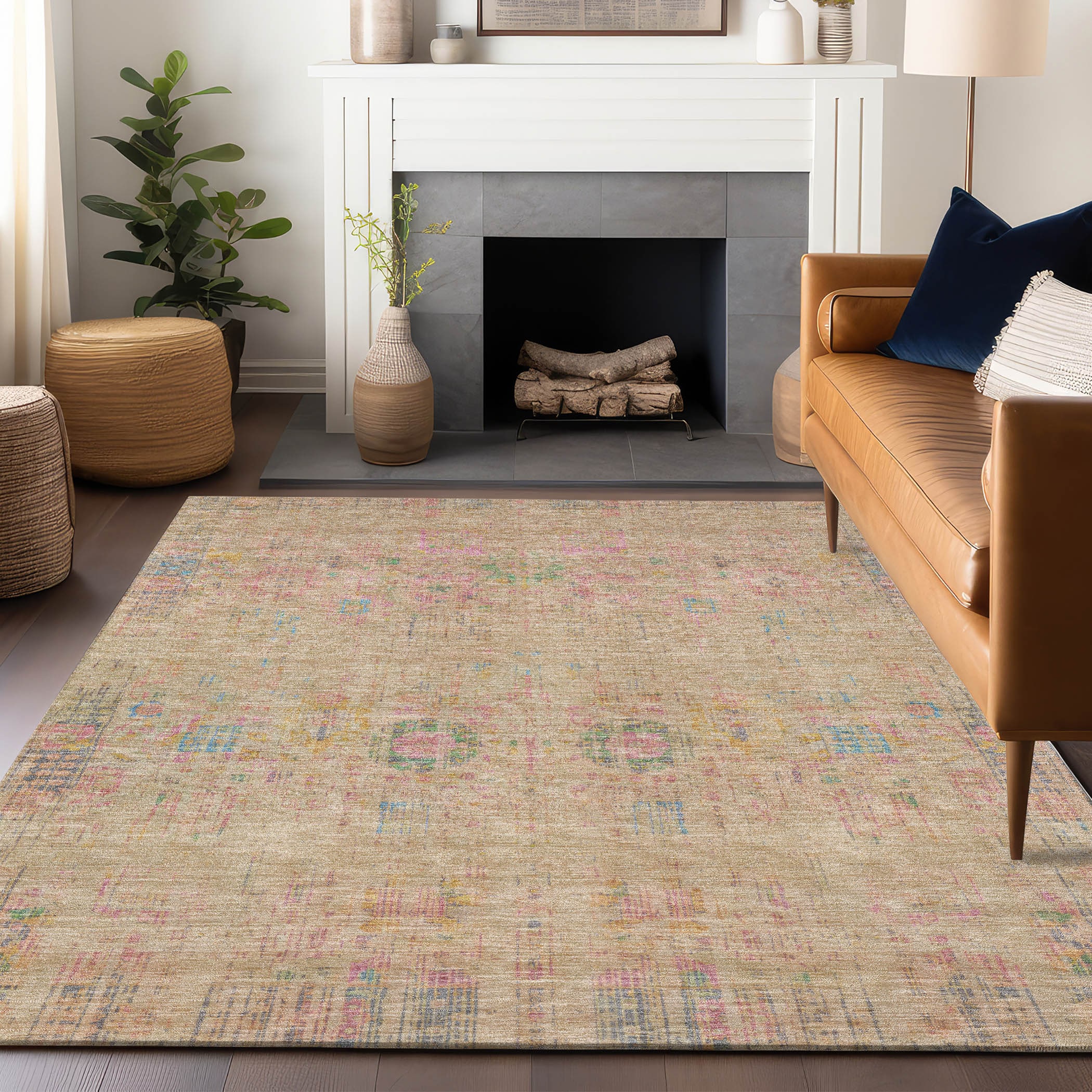 Addison Rugs ACN1734TA5X8 Chantille ACN1734TA 5 x 7 (ft) Loomed Tan Rectangular Indoor/Outdoor Machine washable Pet Friendly Area rug