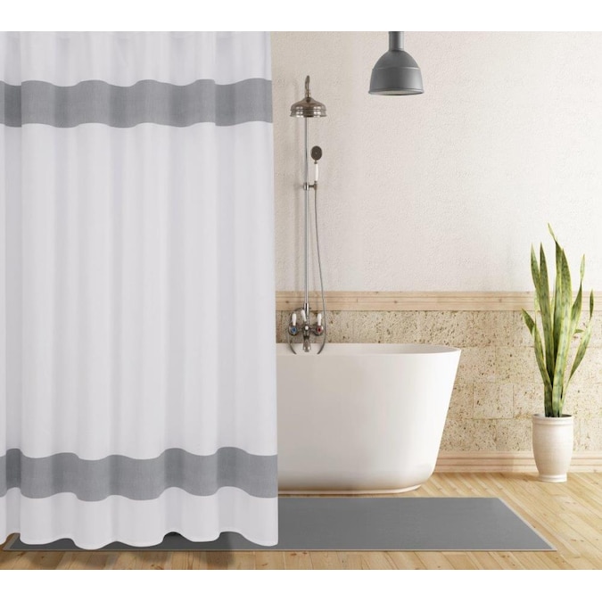 Cotton Silver Solid Shower Curtain, Silver Shower Curtain