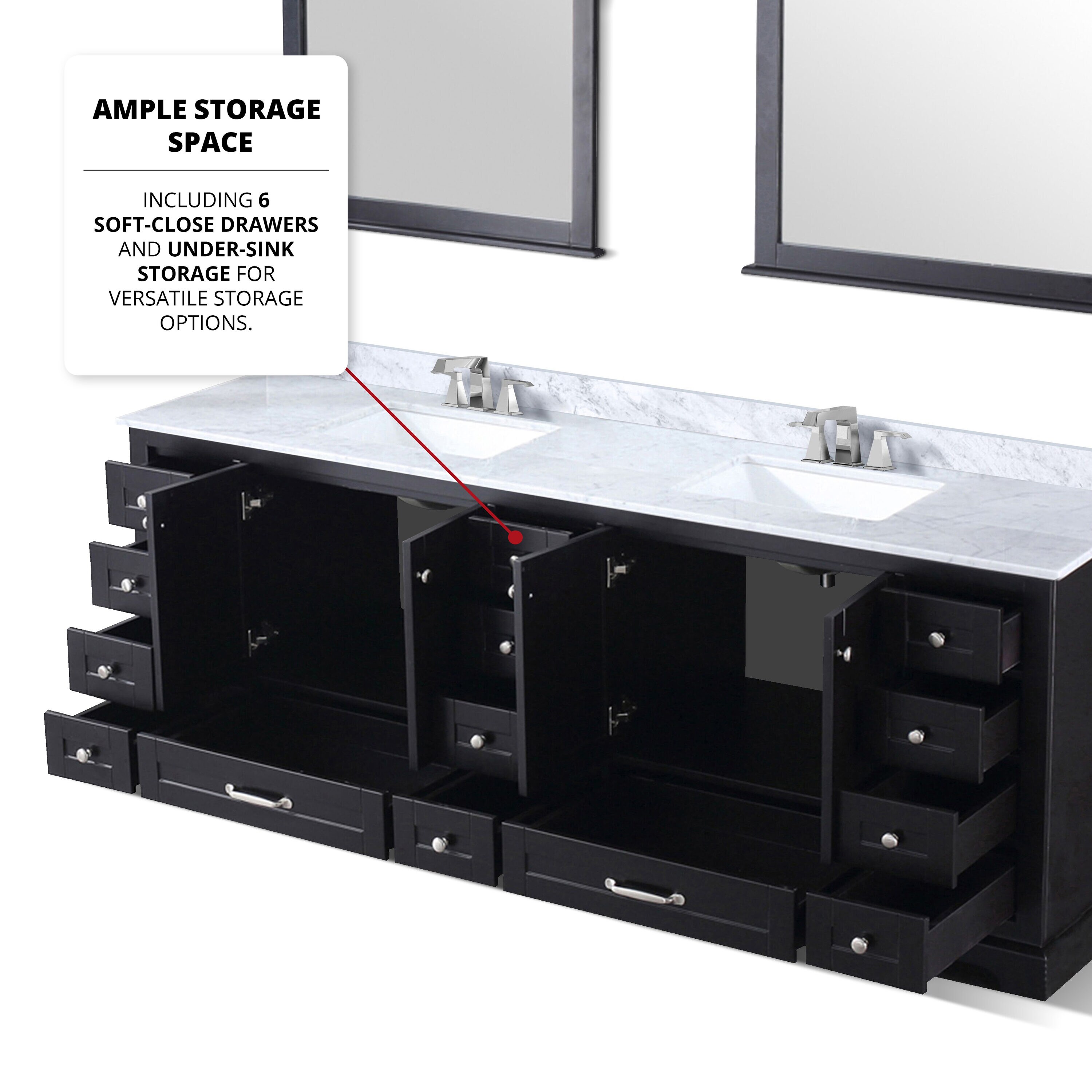 Espresso Double Vanity with Carrara Marble Top and Sinks