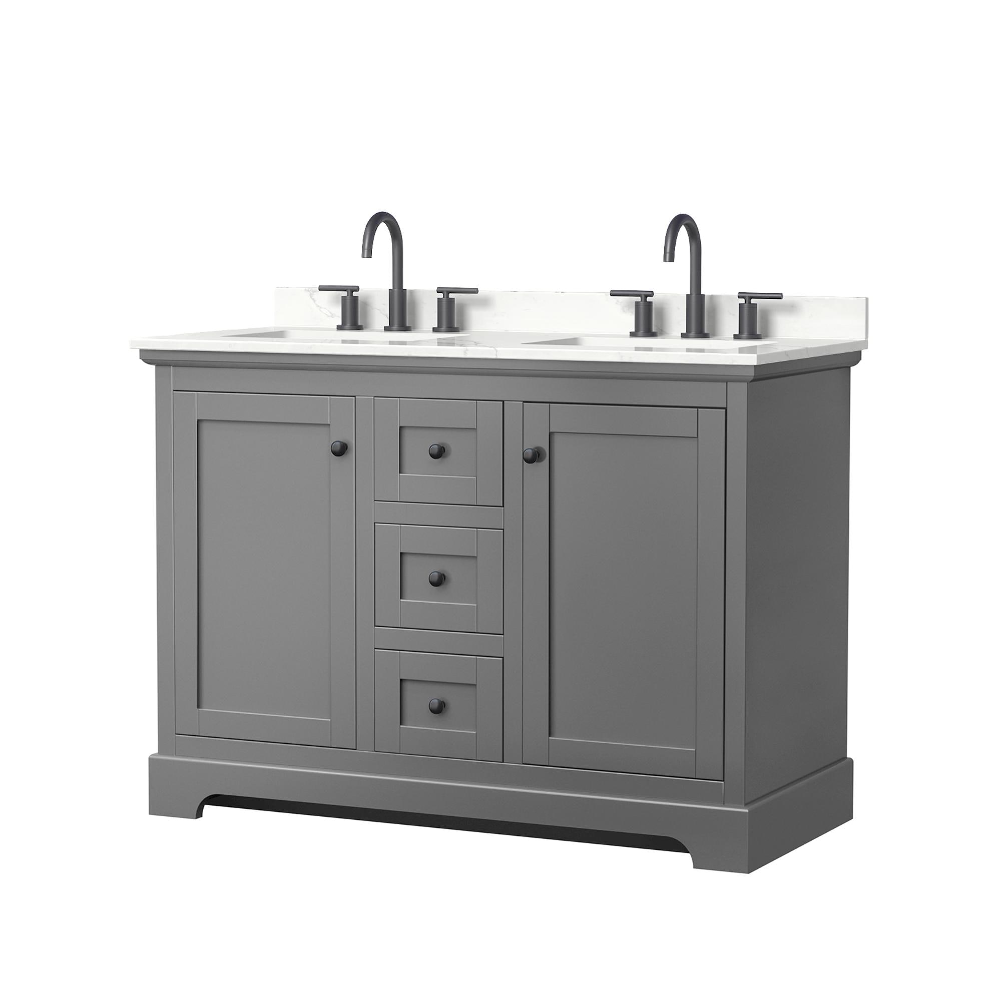 Wyndham Collection WCV232348DGBGTUS3MXX Avery 48-in Dark Gray Undermount Double Sink Bathroom Vanity with Giotto Quartz Top