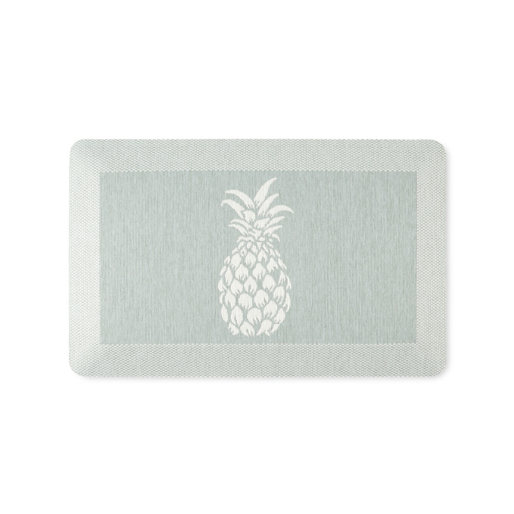 Mint Green Pineapple Anti-Fatigue Kitchen Mat, 19.6" x 32"