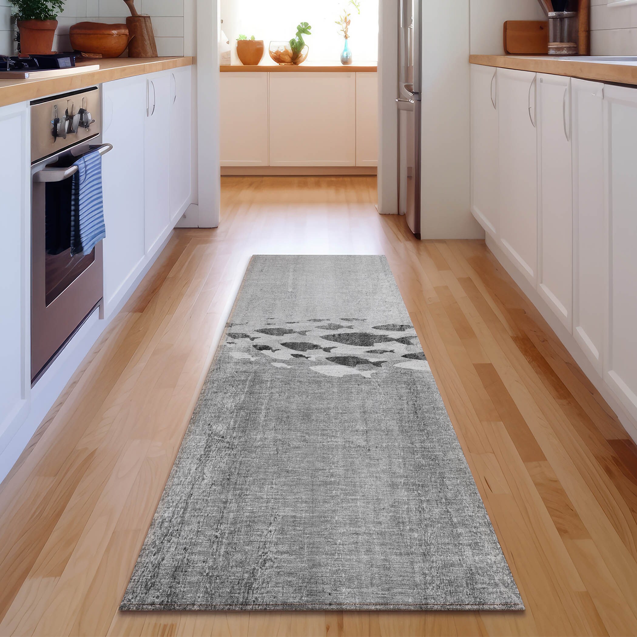 Addison Rugs AMF627GY2X8 Mayfield AMF627GY 2 x 7 (ft) Polyester Gray Rectangular Indoor Animal print Machine washable Runner rug