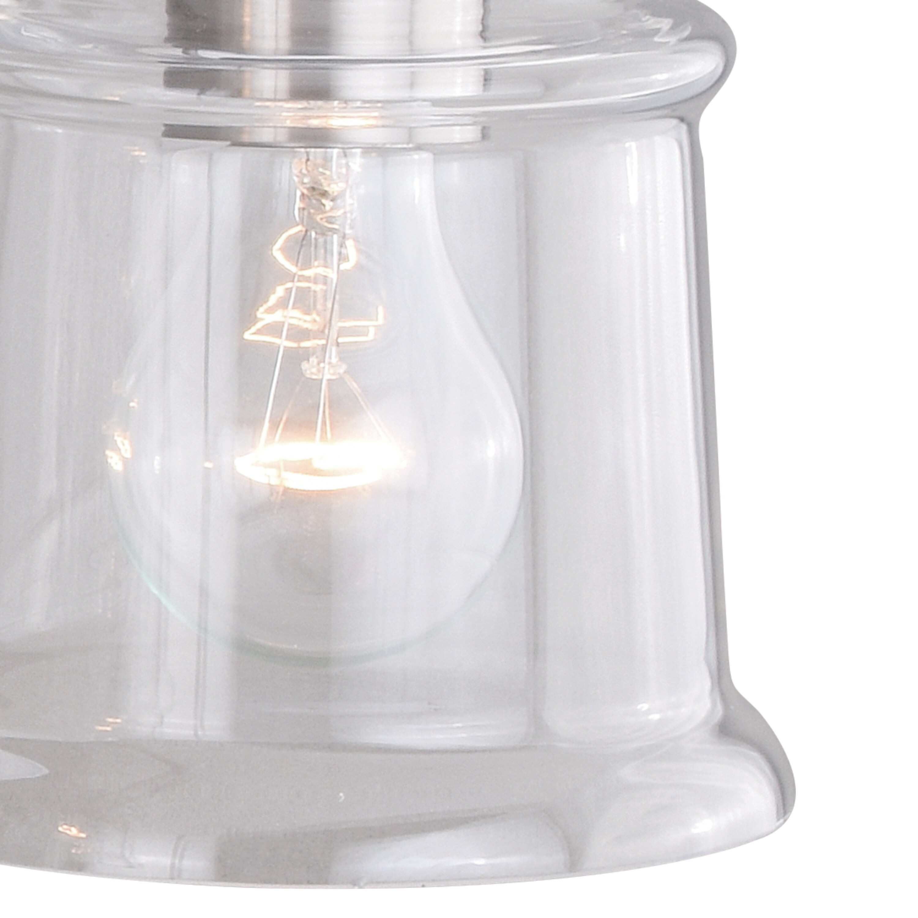 Toledo 30.5" Satin Nickel Industrial Vanity Light with Clear Glass Shades