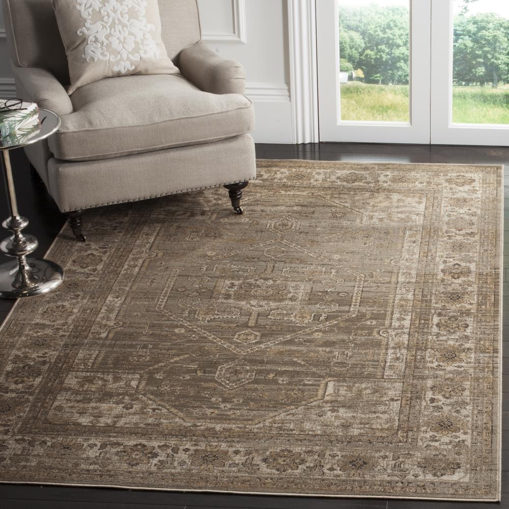 Vintage Light Brown Rectangular Viscose Area Rug