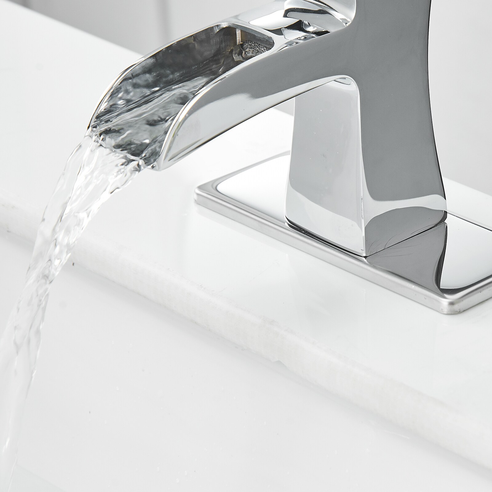 Polished Chrome Single Handle Waterfall Bathroom Faucet