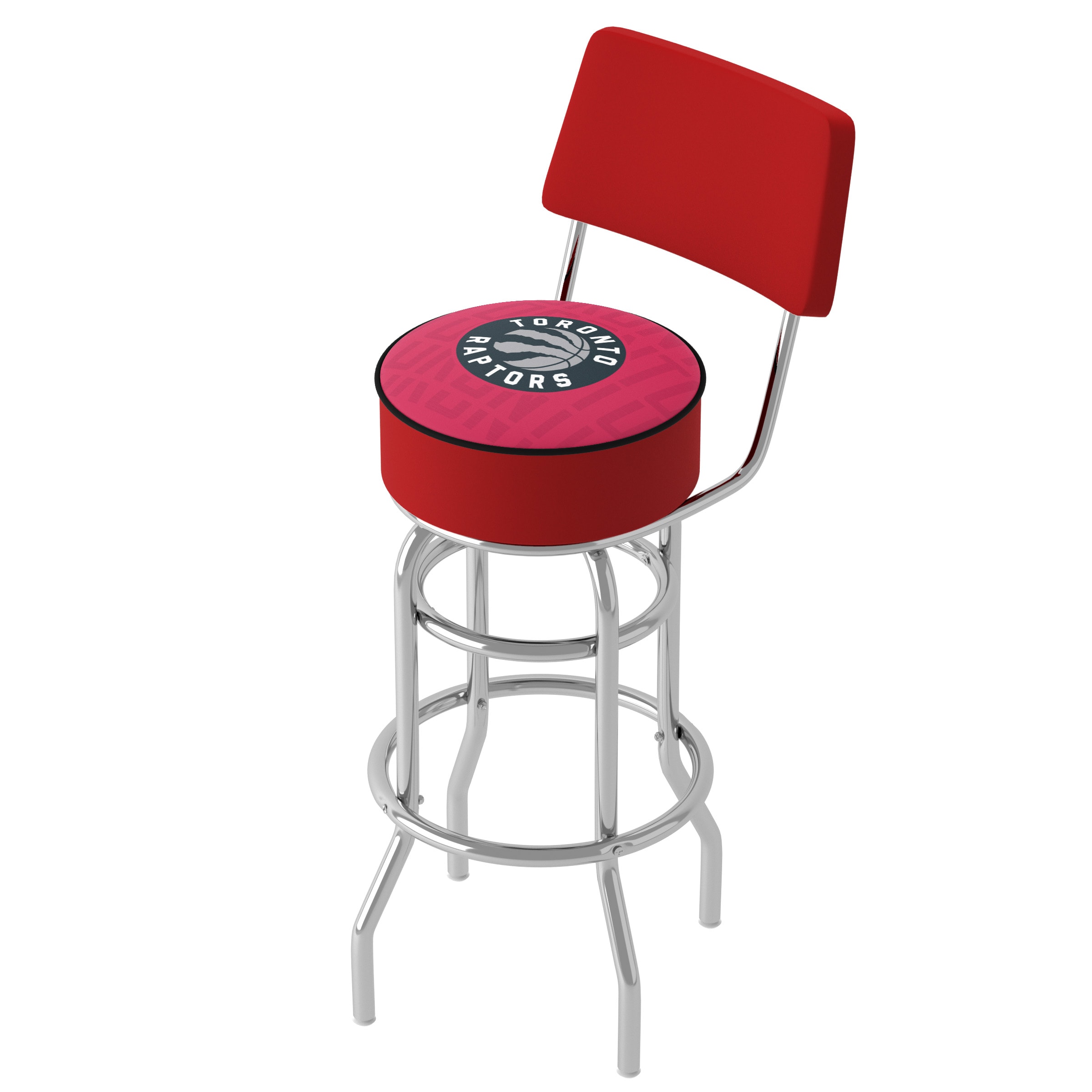 Trademark Gameroom NBA1100-TR3-TWN Toronto Raptors 31-in H Bar height (28-in to 33-in) Round Seat Upholstered Swivel Metal Back Bar Stool Back