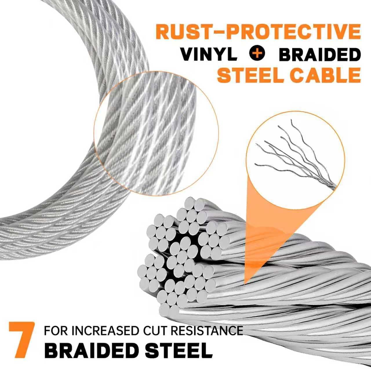 JOWEI 3/16 Inch 5mm Security Cable with Loops Transparent 3FT ...