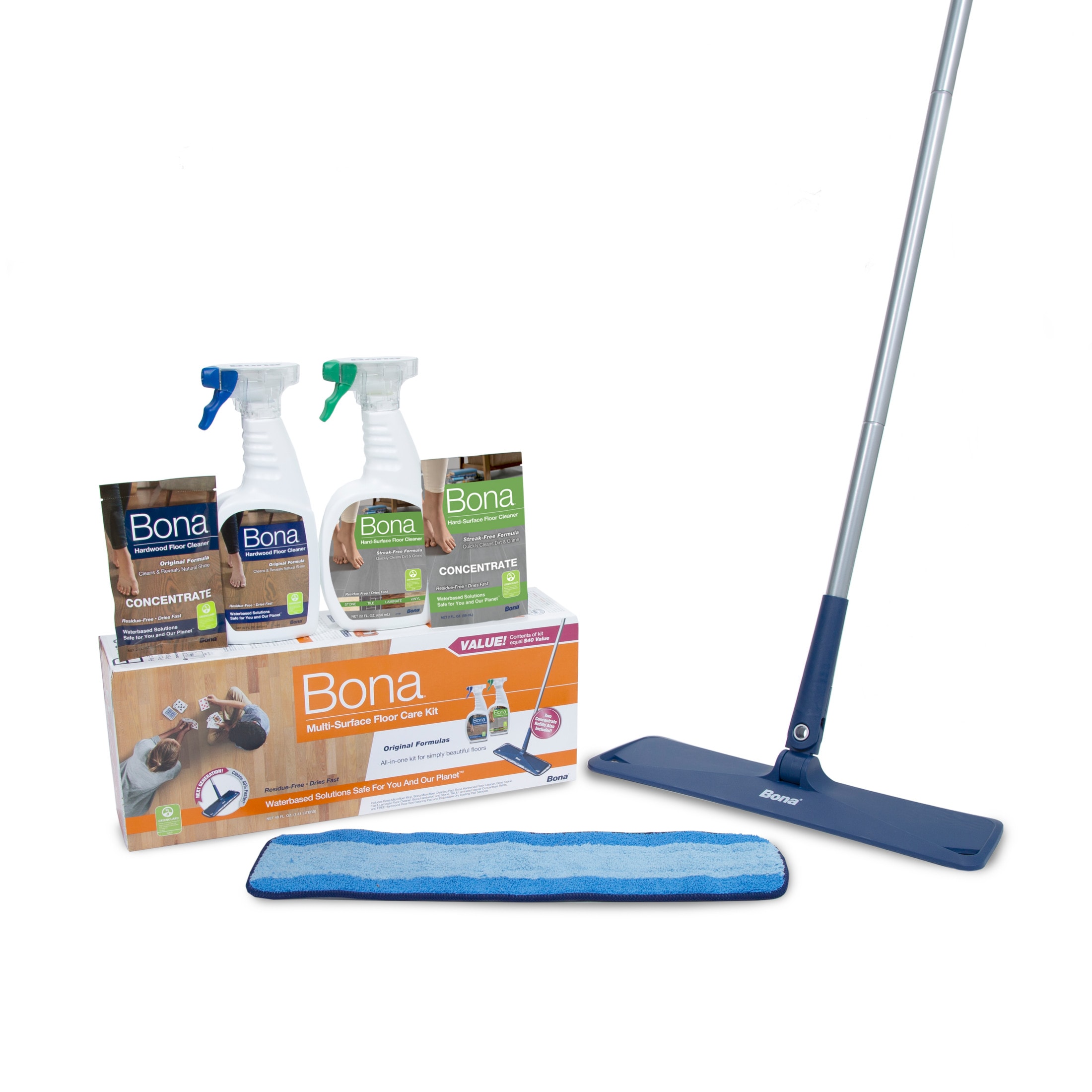 Bona Residential Aluminum Handle Microfiber Dust Mop with Dual Zone Cleaning  Action and Hardwood Floor Cleaner Spray Bottle in the Dust Mops department  at