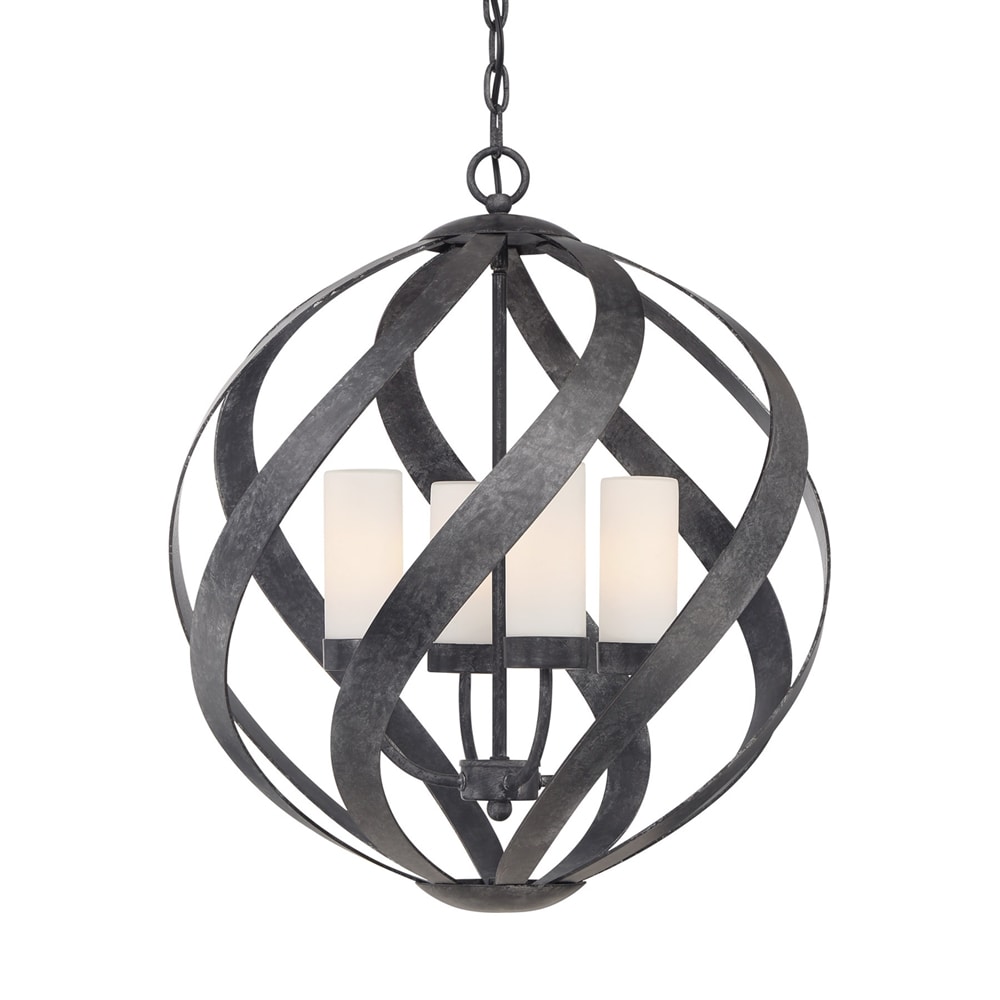 Quoizel Blacksmith 4-Light Old Black Traditional Globe Pendant Light in ...