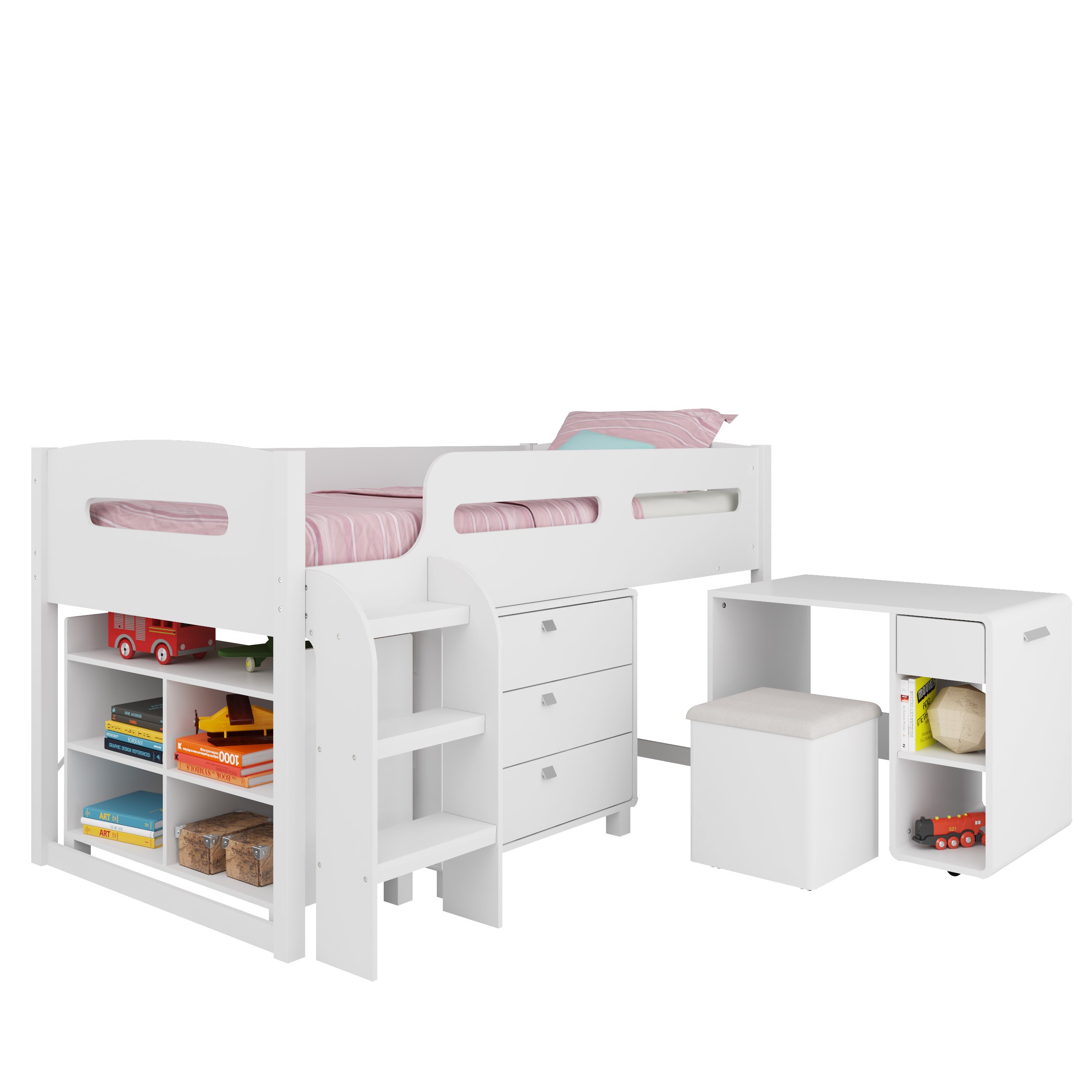 Corliving Madison Snow White Twin Study, Madison Bunk Bed