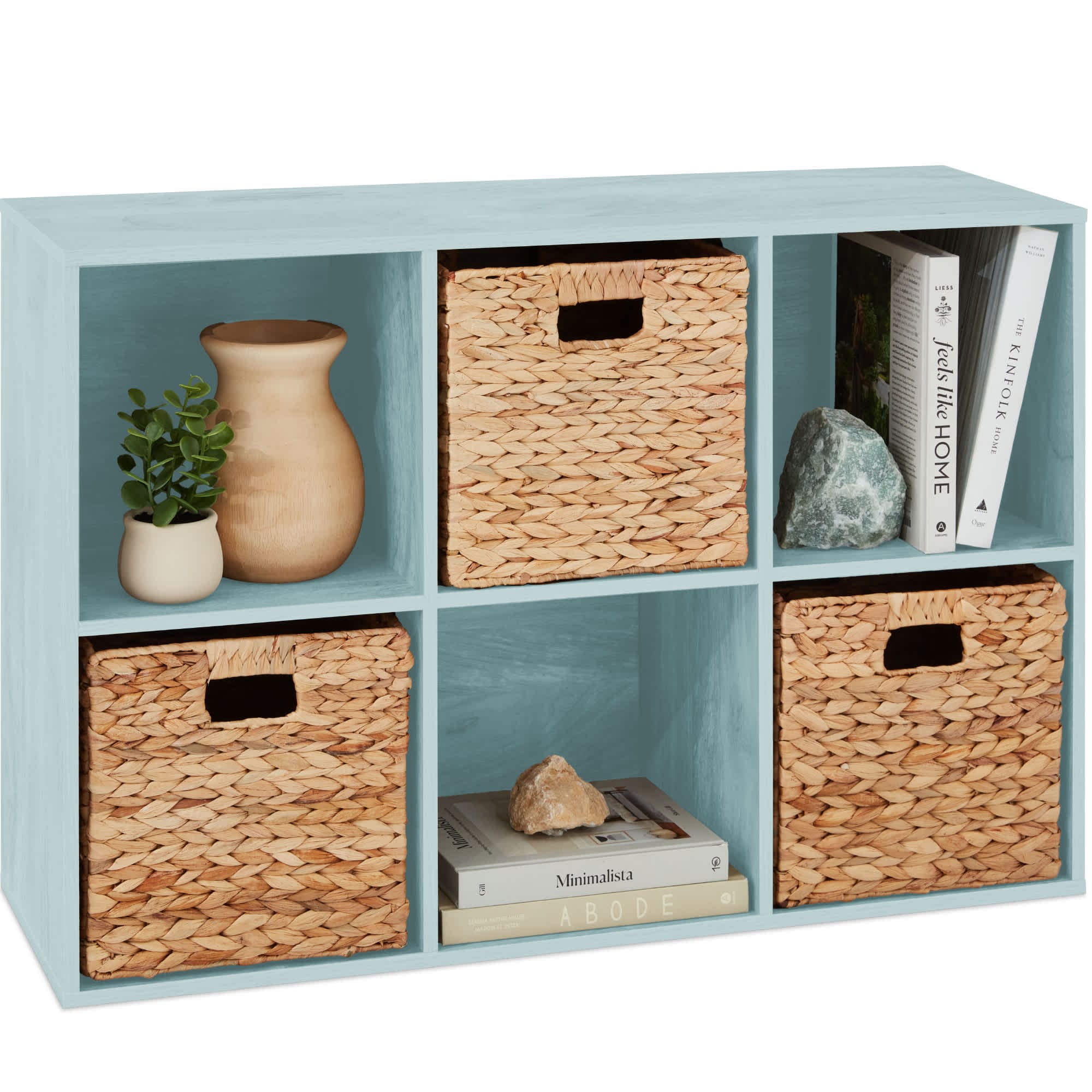 Best Choice Products SKY8736 6-Cube Bookshelf 135in Display Storage System Organizer w/ Removable Back Panels - Light Blue
