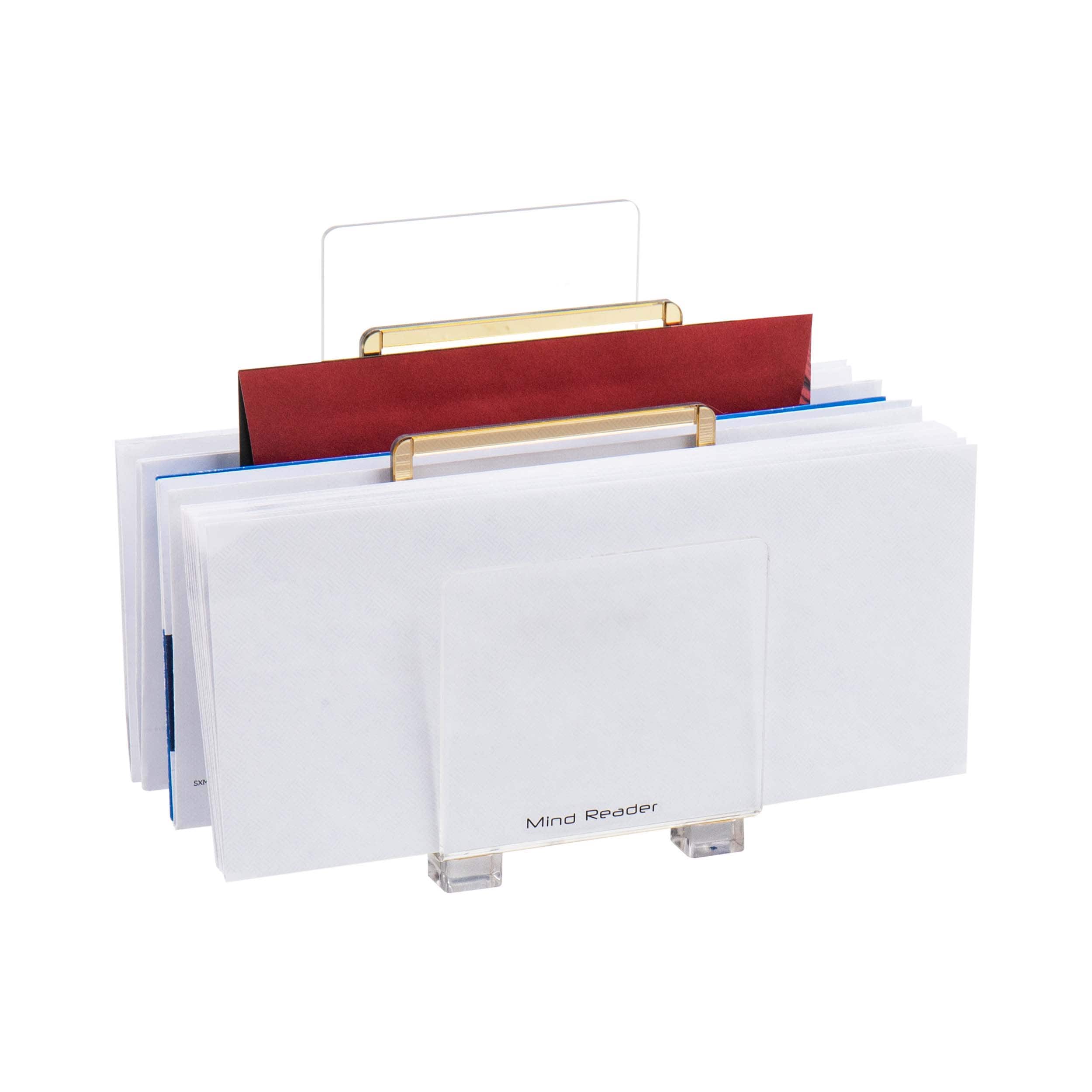 Mind Reader COSFILE3-GLD 3-Compartment Gold Acrylic File Organizer