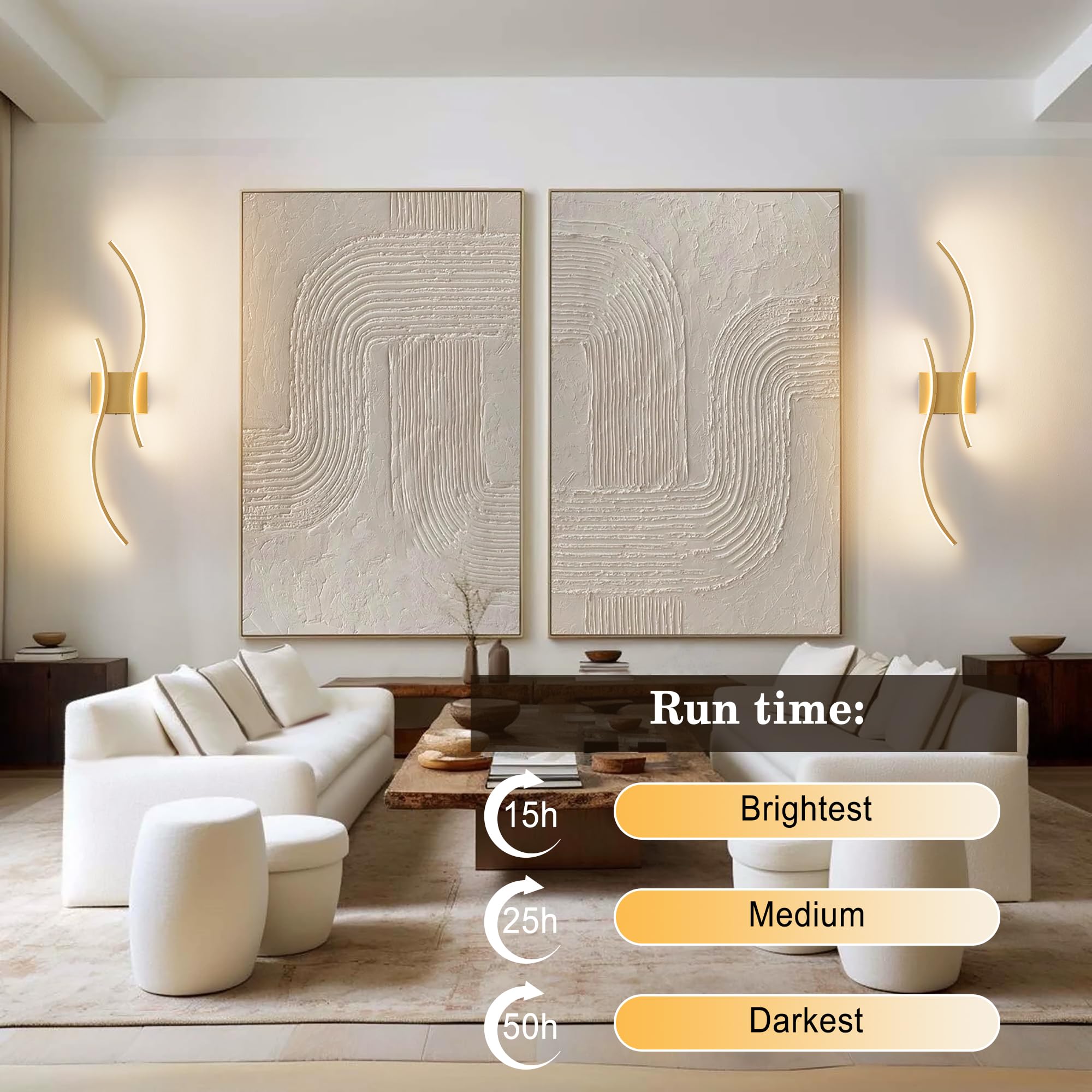 Aoibox 27 5 in Gold LED Wall Sconce with Remote Control Stepless 3000K ...