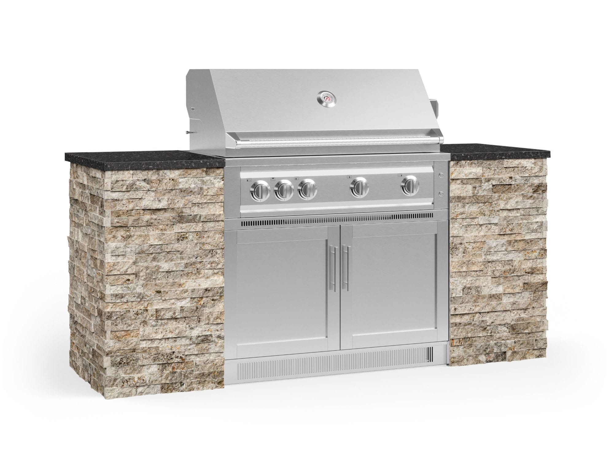NewAge Products 68590 Signature Series Cabinets Platinum Grill 6 -Piece 79.16-in W x 25.5-in D x 51-in H Modular Outdoor Kitchen Set 5 Burners