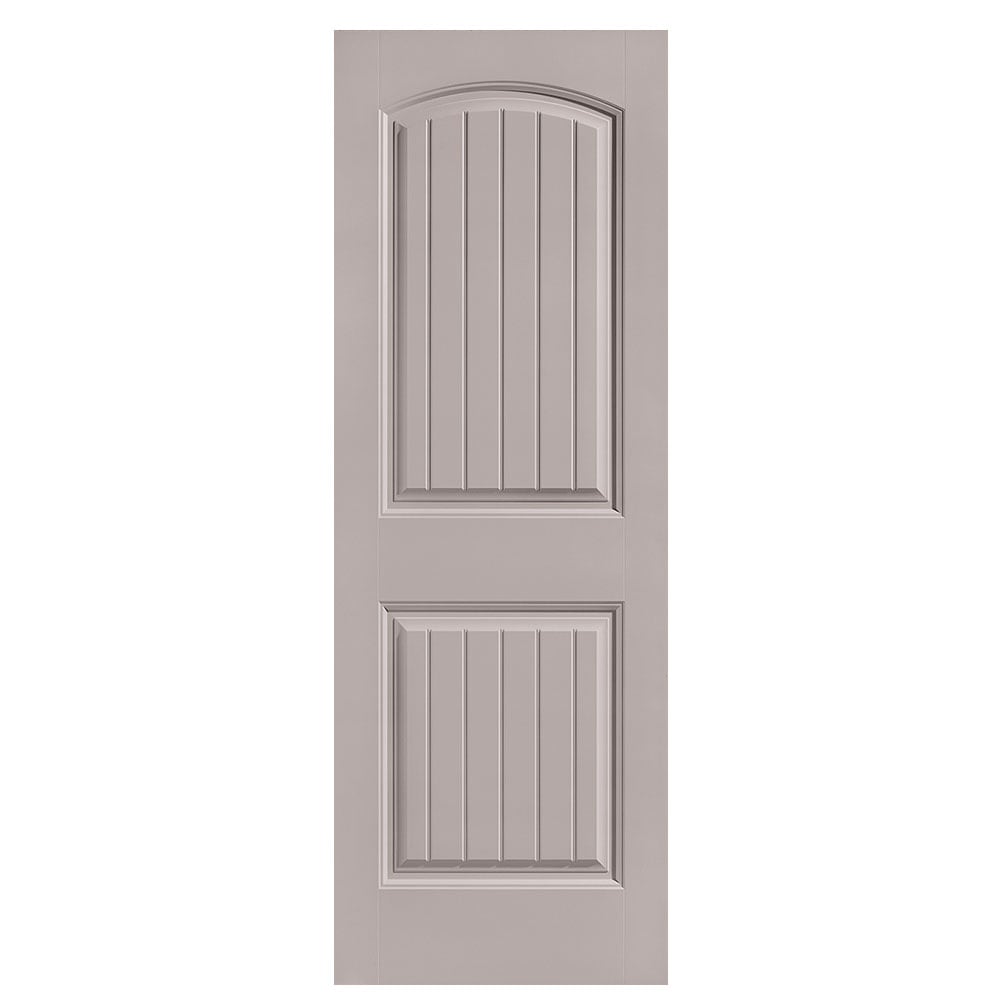 Masonite 1443446 Cheyenne 28-in x 80-in Driftwood 2-panel round top plank Smooth Hollow core Prefinished Molded composite Slab Door