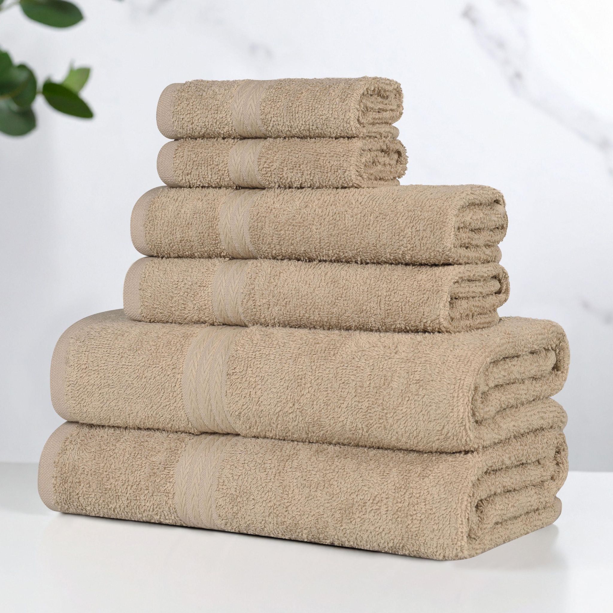 Slickblue 6 Piece Cotton Quick Dry Bath Towel Set for Daily Bathroom ...