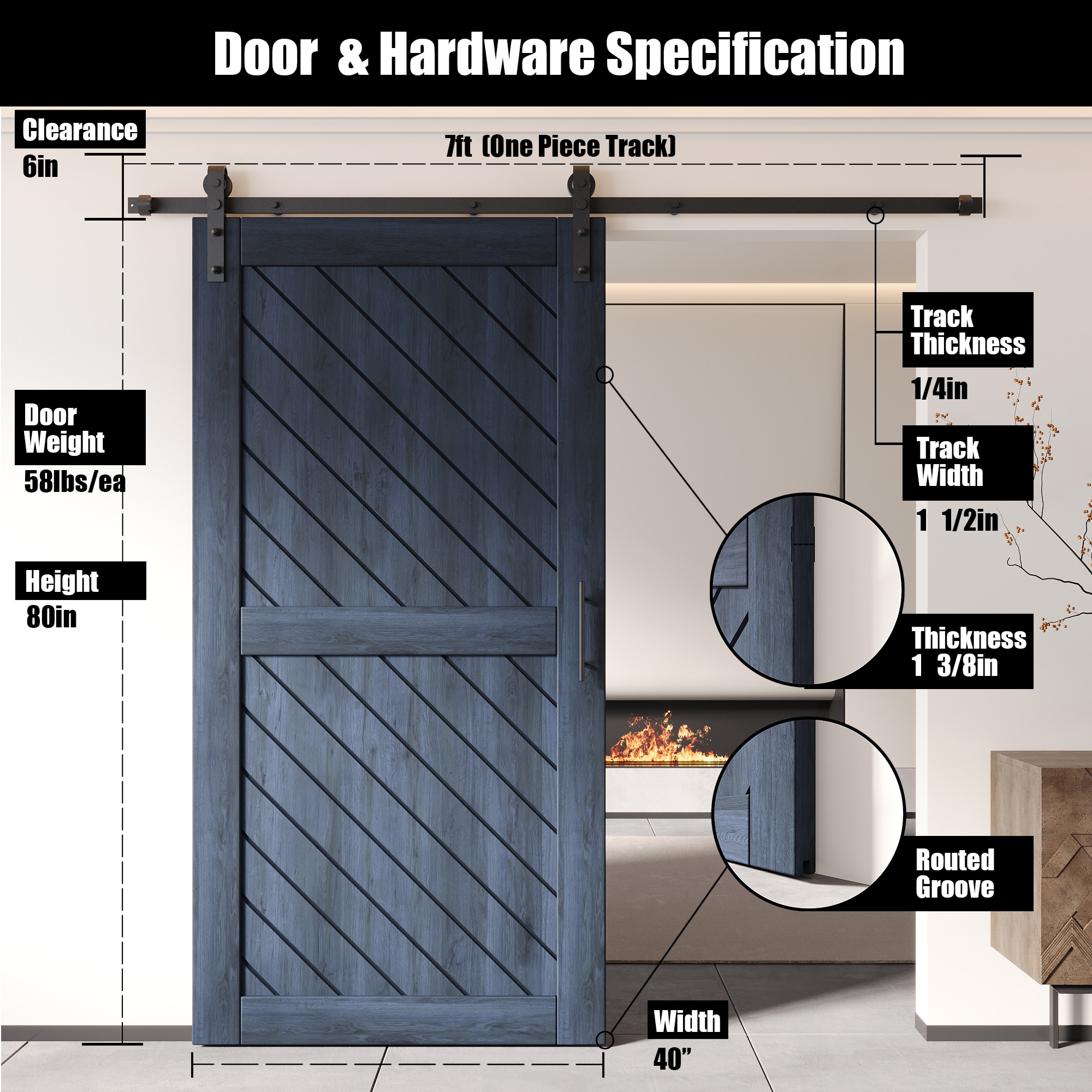 HOMACER YT1H084C-XT2-4080-NA Barn-Doors - View #2