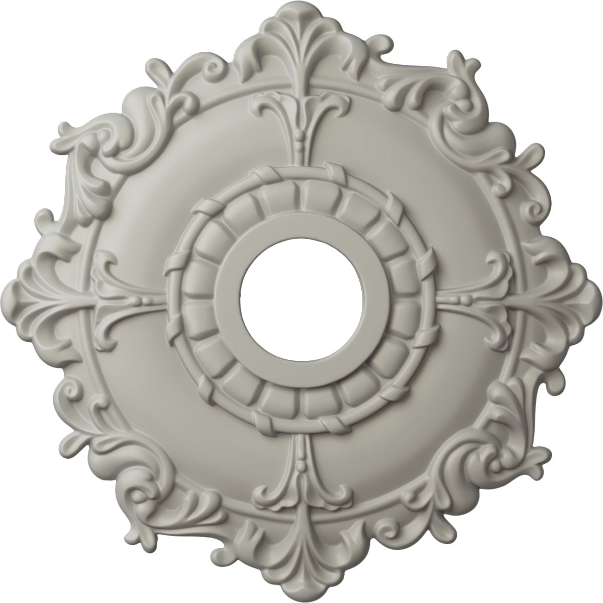 Ekena Millwork CM18RLPCF Riley 18-in W x 18-in L Painted Pot Of Cream Polyurethane Whole Ceiling Medallion