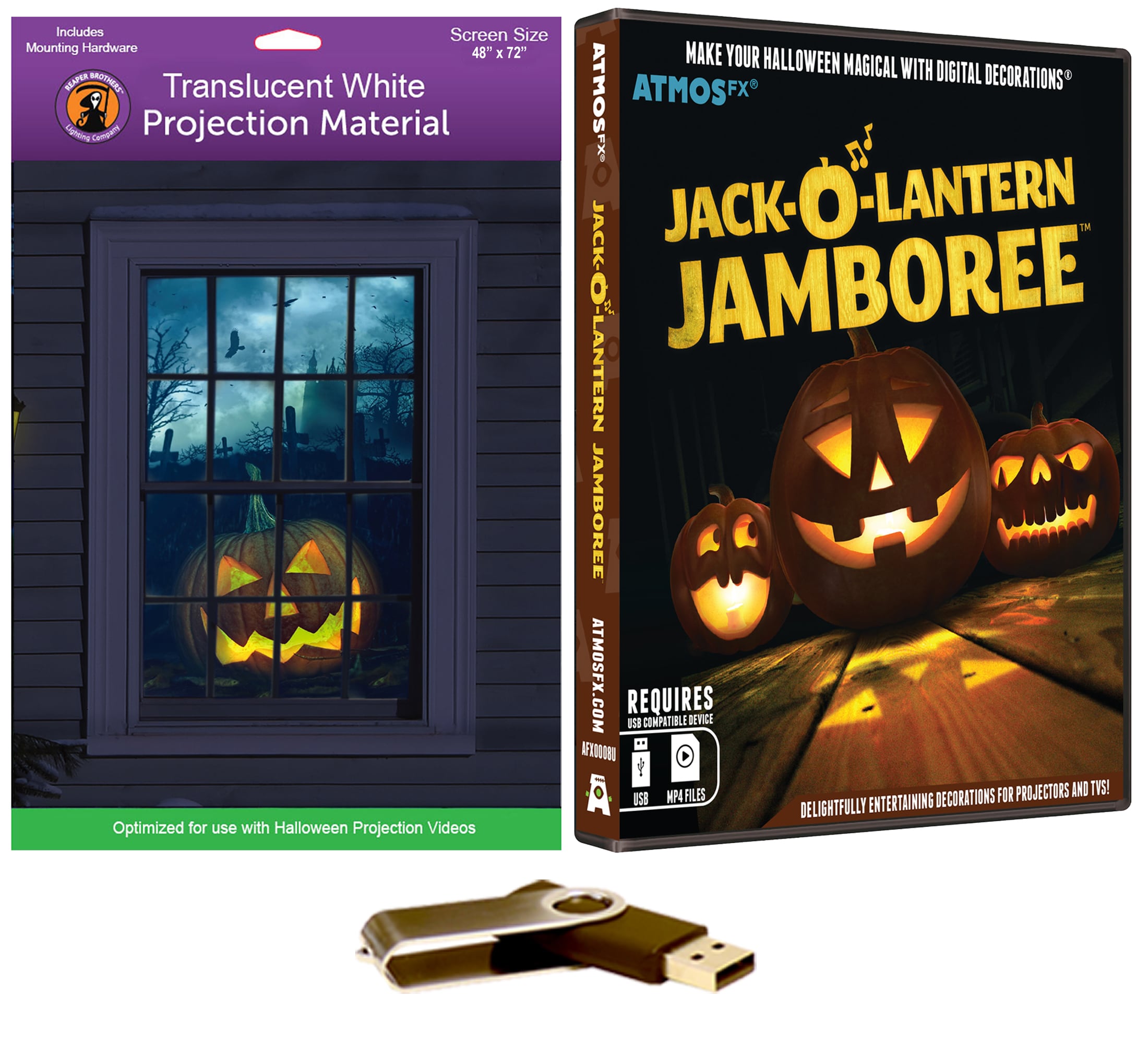 HoliScapes ATMOS-USB-JOL-48X72 60-Inches Hanging Happy halloween Digital decoration
