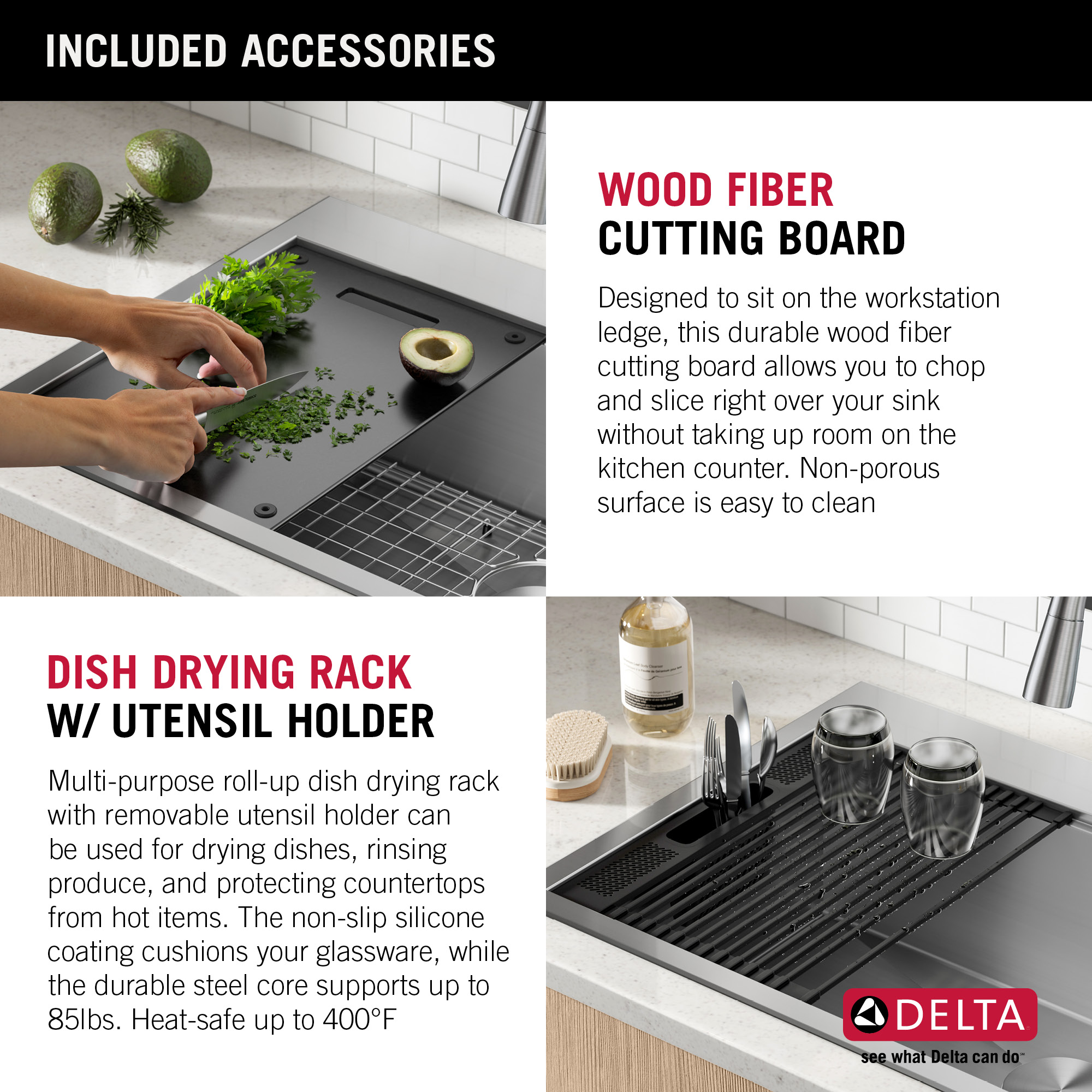 Delta 33-Inch Stainless Steel Double Bowl Workstation Sink