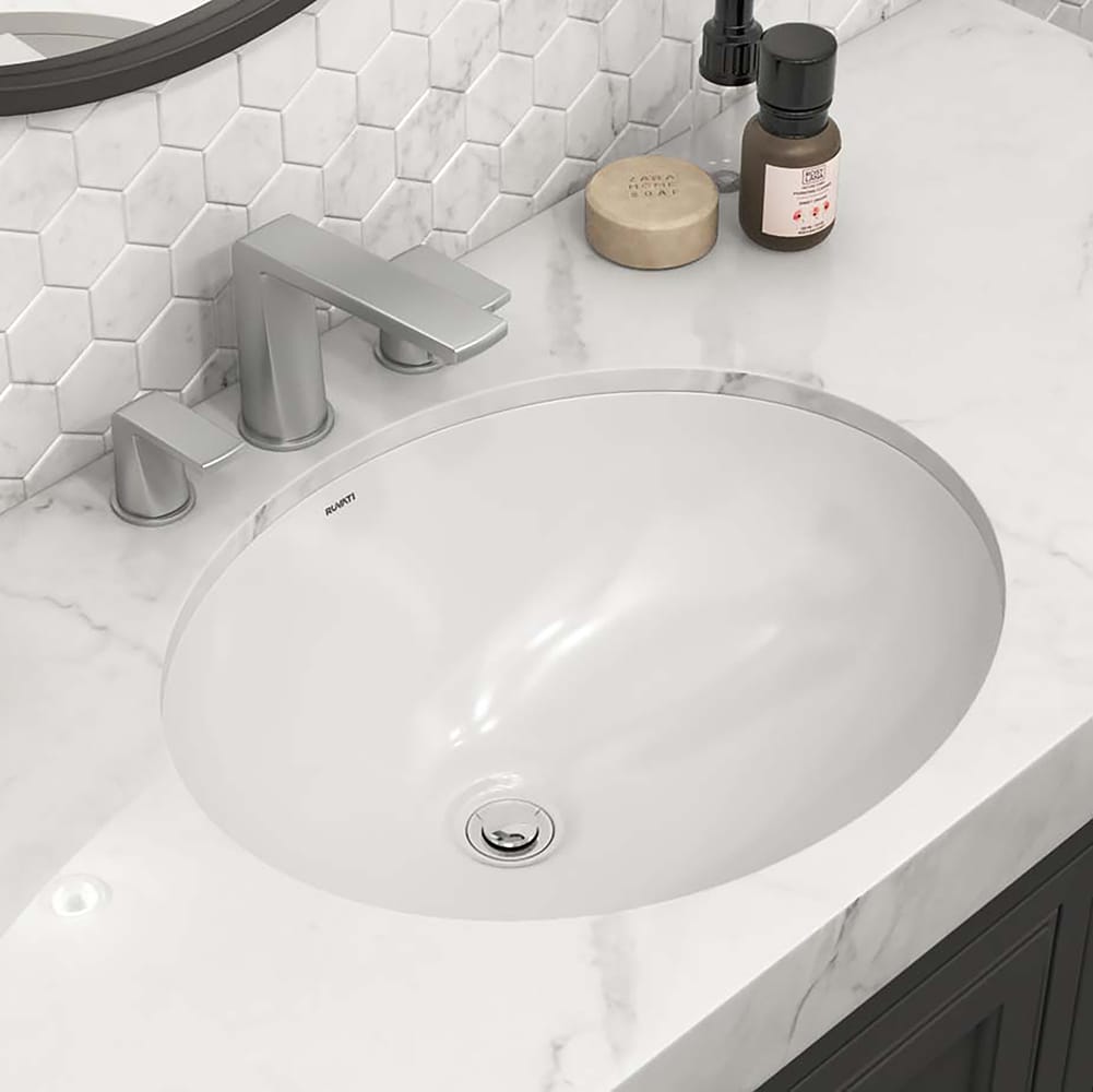 ruvati krona white ceramic undermount round modern bathroom sink