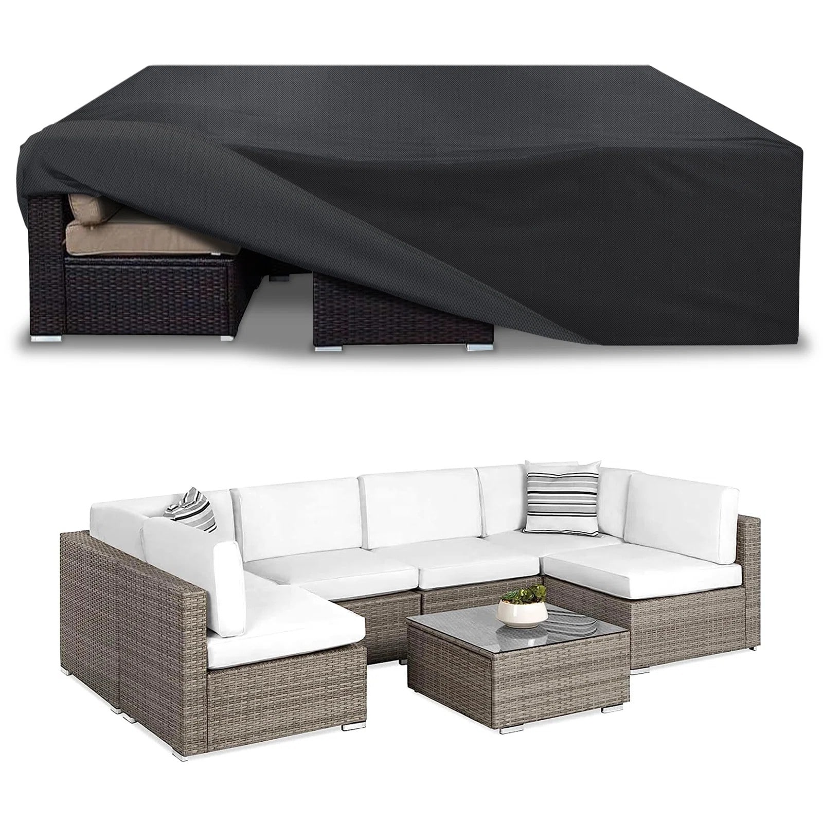 Gasadar LS-XPUS-003 Black Polyester Patio Furniture Cover For Sectional furniture set