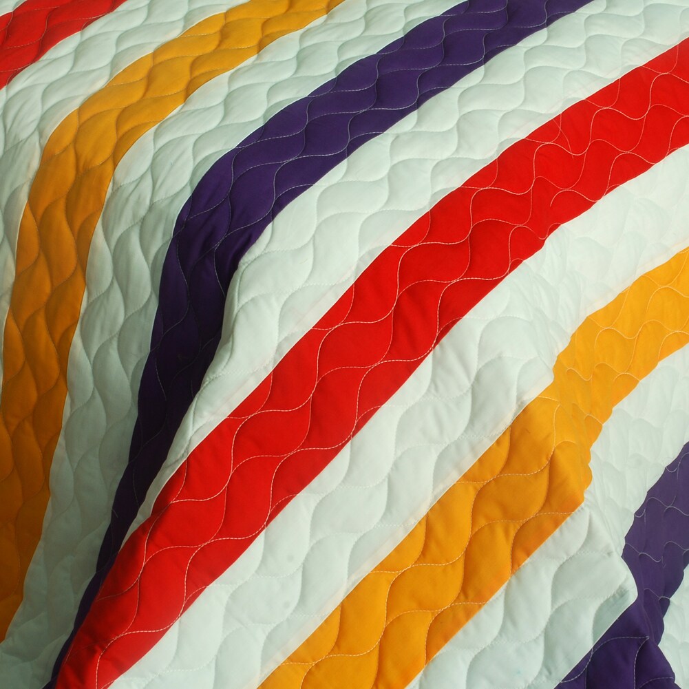 Slickblue 3-Piece Full Queen Reversible Patchwork Quilt Set with ...
