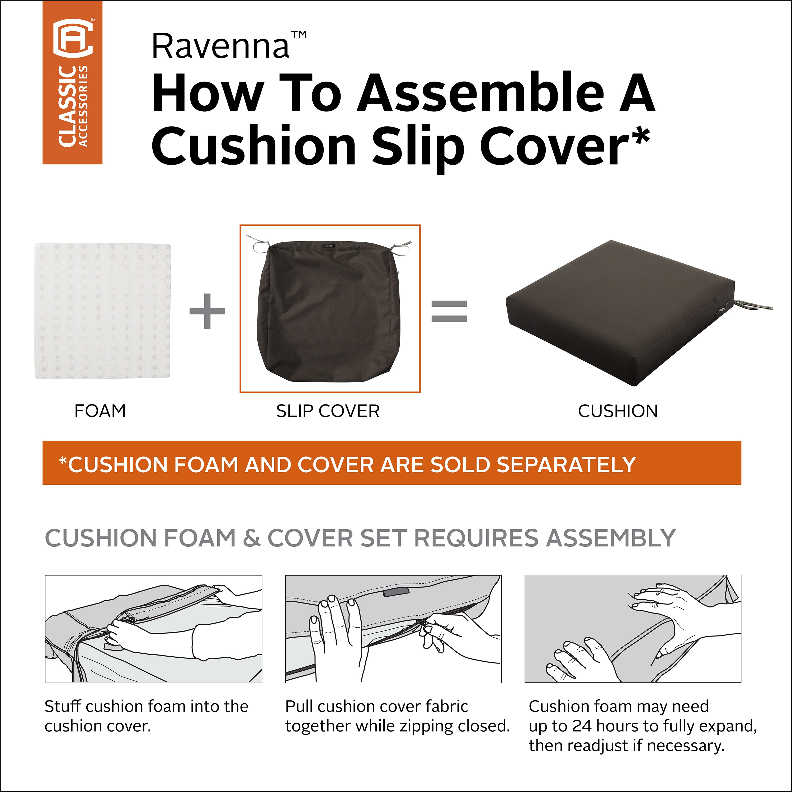 Espresso Polyester Square Outdoor Patio Seat Cushion Cover