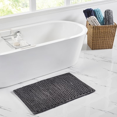 20 x 32 Alma Collection Charcoal Polyester Rectangle Bath Rug - Better Trends