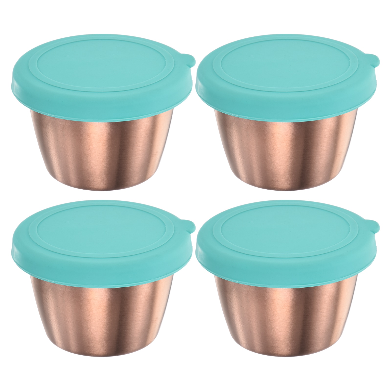 Unique Bargains 4pcs Salad Condiment Containers with Lids 2.4oz Metal ...