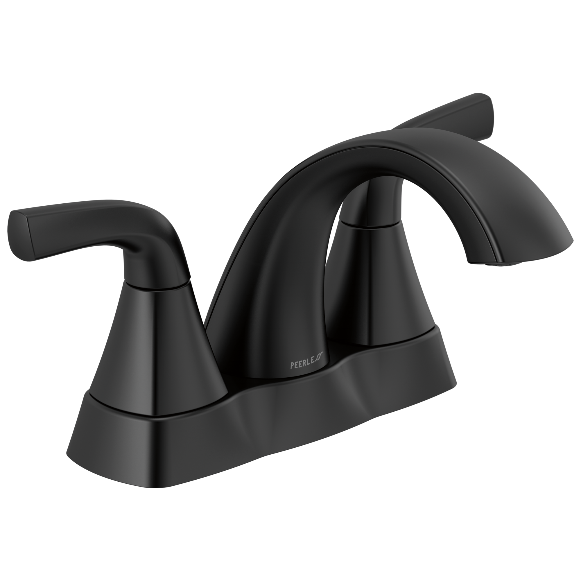 Peerless P2535LF-BL Parkwood Matte Black 4-in centerset 2-handle WaterSense Mid-arc Residential Handle Bathroom Sink Faucet with Drain