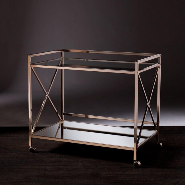 Boston Loft Furnishings Gold Metal Base with Mirror Glass Top Kitchen Cart (23.25-in x 38.75-in x 32.25-in) Boston Loft Furnishings Gold Metal Base with Mirror Glass Top Kitchen Cart (23.25-in x 38.75-in x 32.25-in)