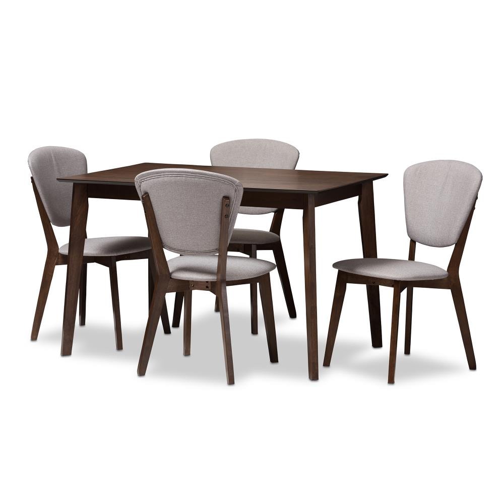 Baxton Studio 143-8068-LW Tarelle Grey Contemporary/Modern Dining Room Set with Rectangular Table (Seats 4)