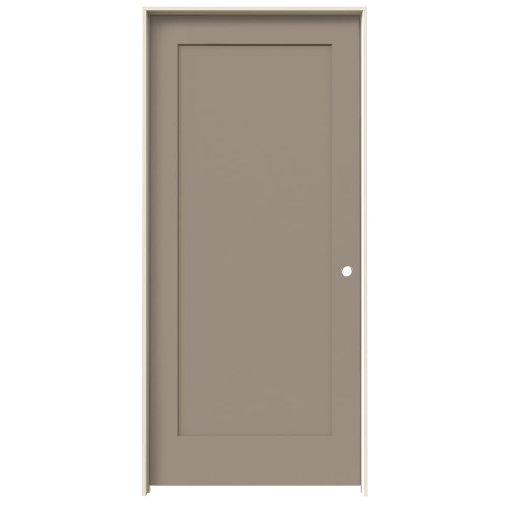 JELD-WEN Madison 36-in x 80-in Pottery 1-panel Square Solid Core Prefinished Molded Composite Left Hand Single Prehung Interior Door in Brown -  LOWOLJW191200305