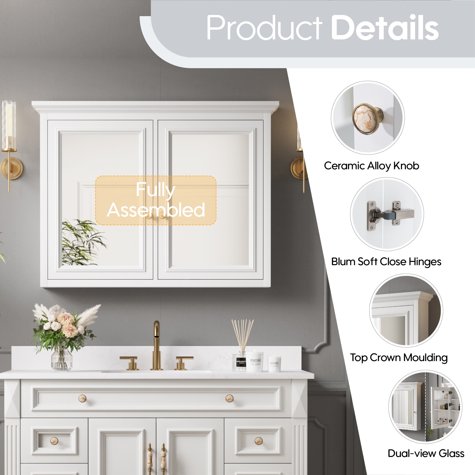 CALVON ZUHB-WT4030 Bathroom-Medicine-Cabinets - View #4