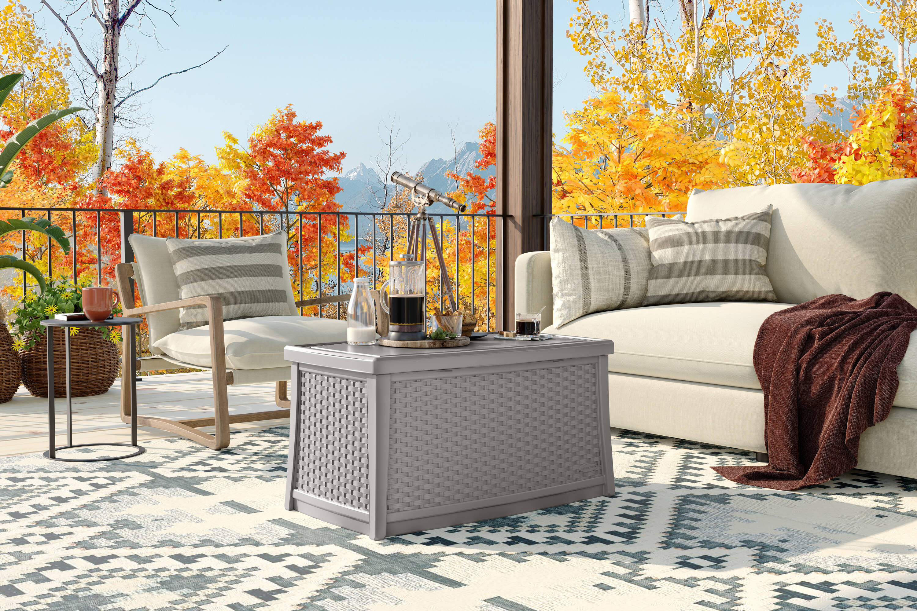 Suncast BMDB3010DG Elements Dove Gray Resin Casual Coffee Table with Storage