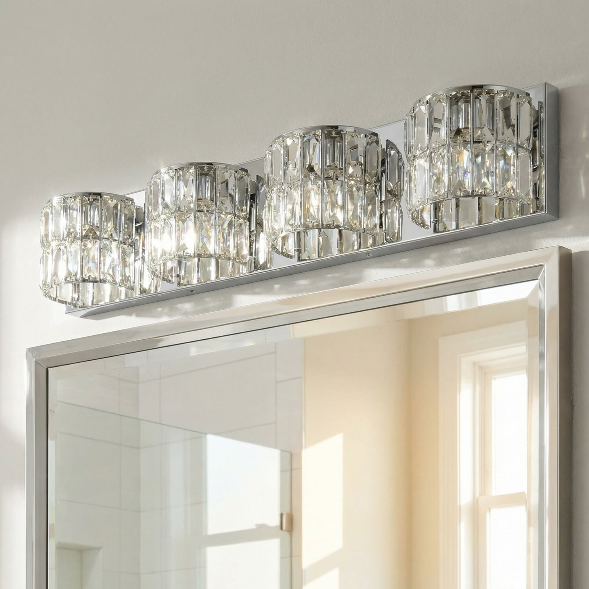 allen + roth Willow 27.17-in 4 Light Polished Chrome Integrated LED Modern/contemporary Bathroom Vanity light bar