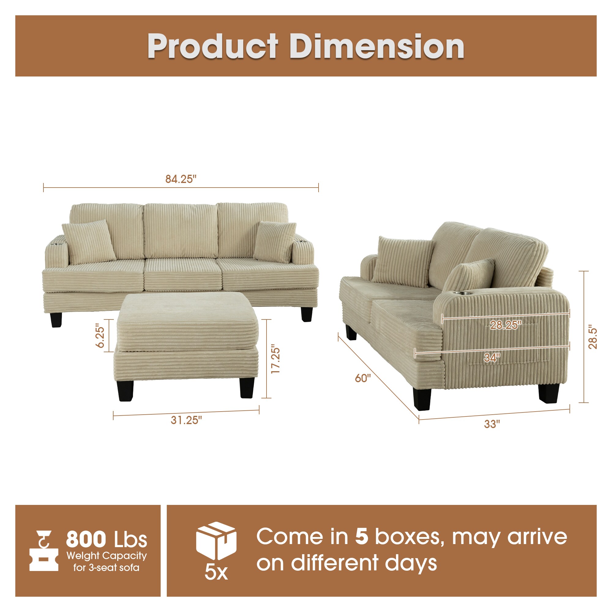 IHOMEadore MDSL6932BG Sofas-Loveseats - View #9