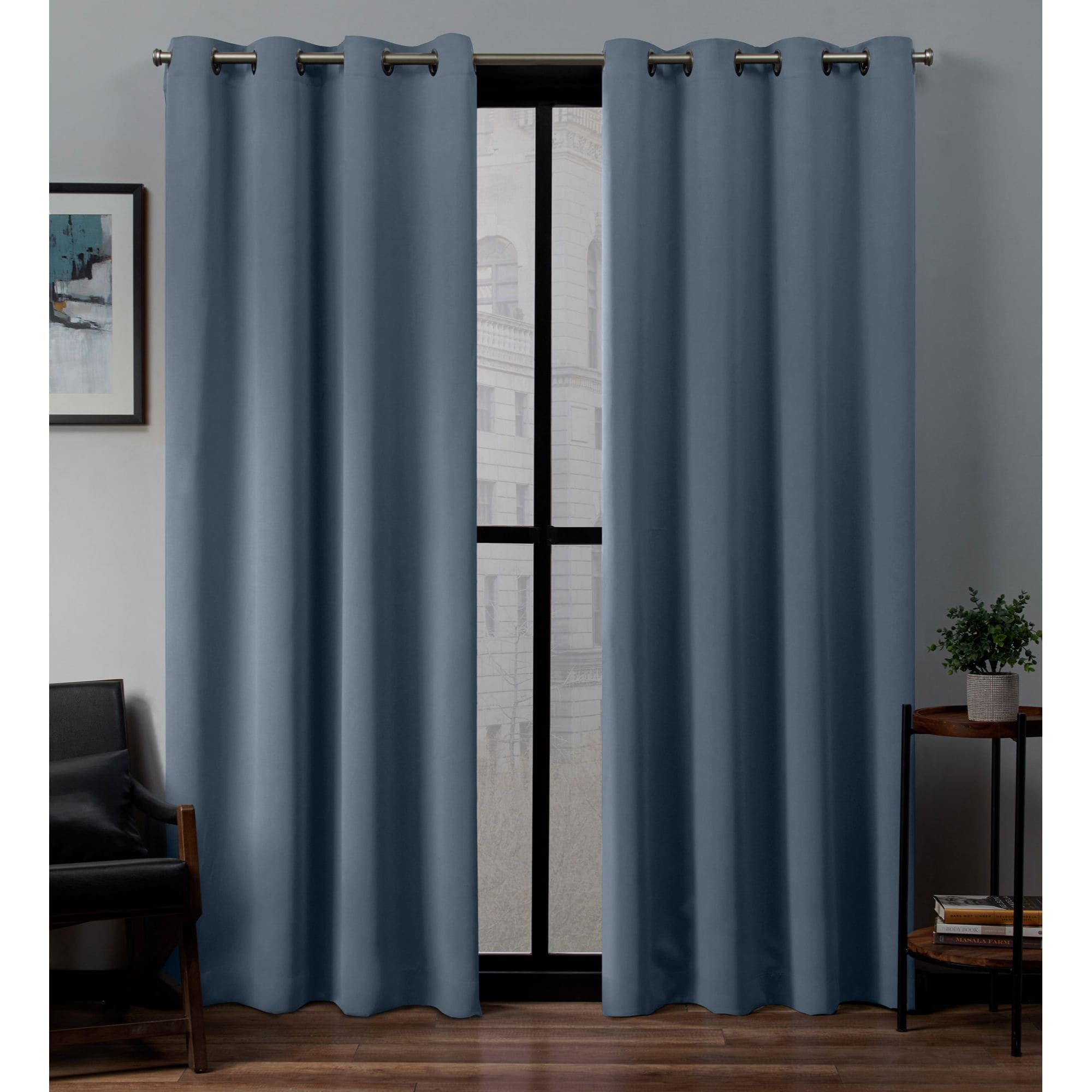 Exclusive Home YA013559DSEHE1 A122 96-Inches Blue Room darkening Interlined Grommet Curtain panel pair