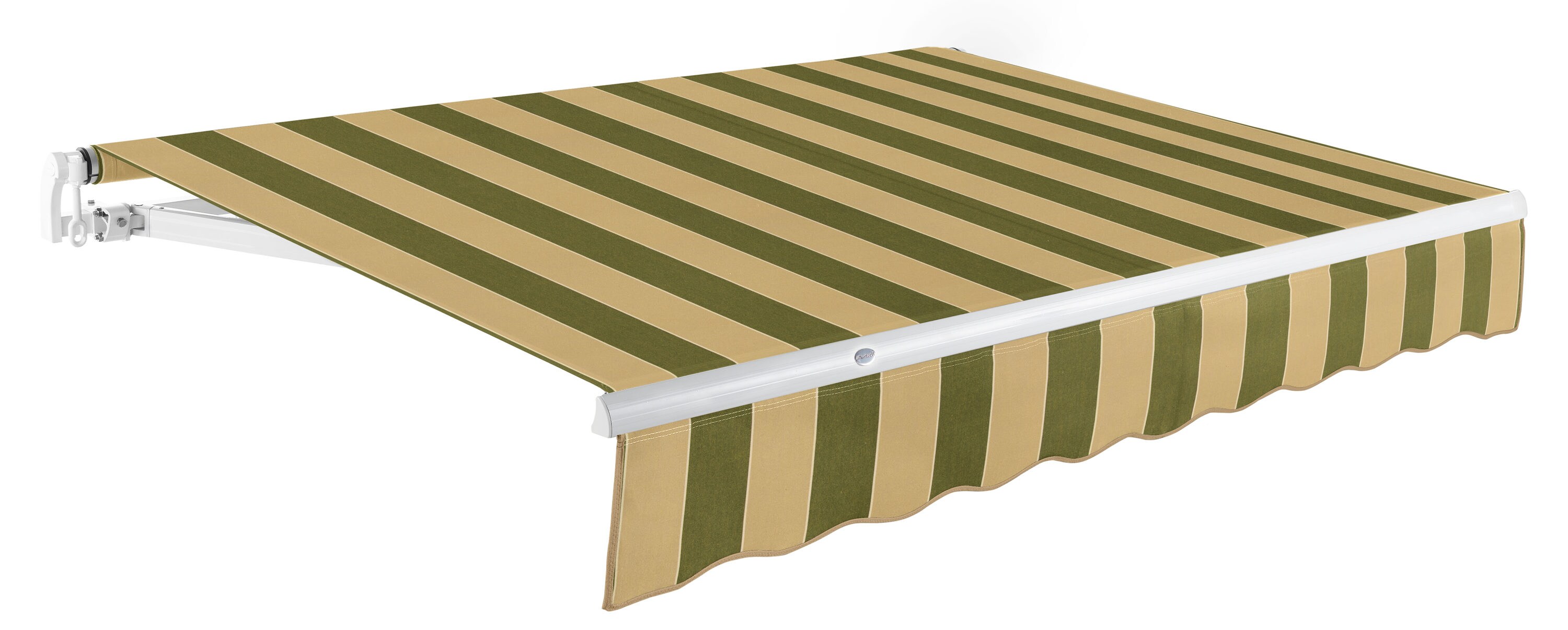 Awntech MM14-510-OT Maui Manual 168-in Wide x 120-in Projection x 10-in Height Fabric Olive/Tan Stripe Striped Manual Retractable Patio Awning