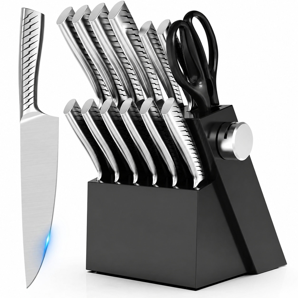 Afoxsos  Knife Set 14 Piece Knife Sets for kitchen with block Premium One Piece Kitchen Knife Set with Sharpener High Carbon Stainless Steel