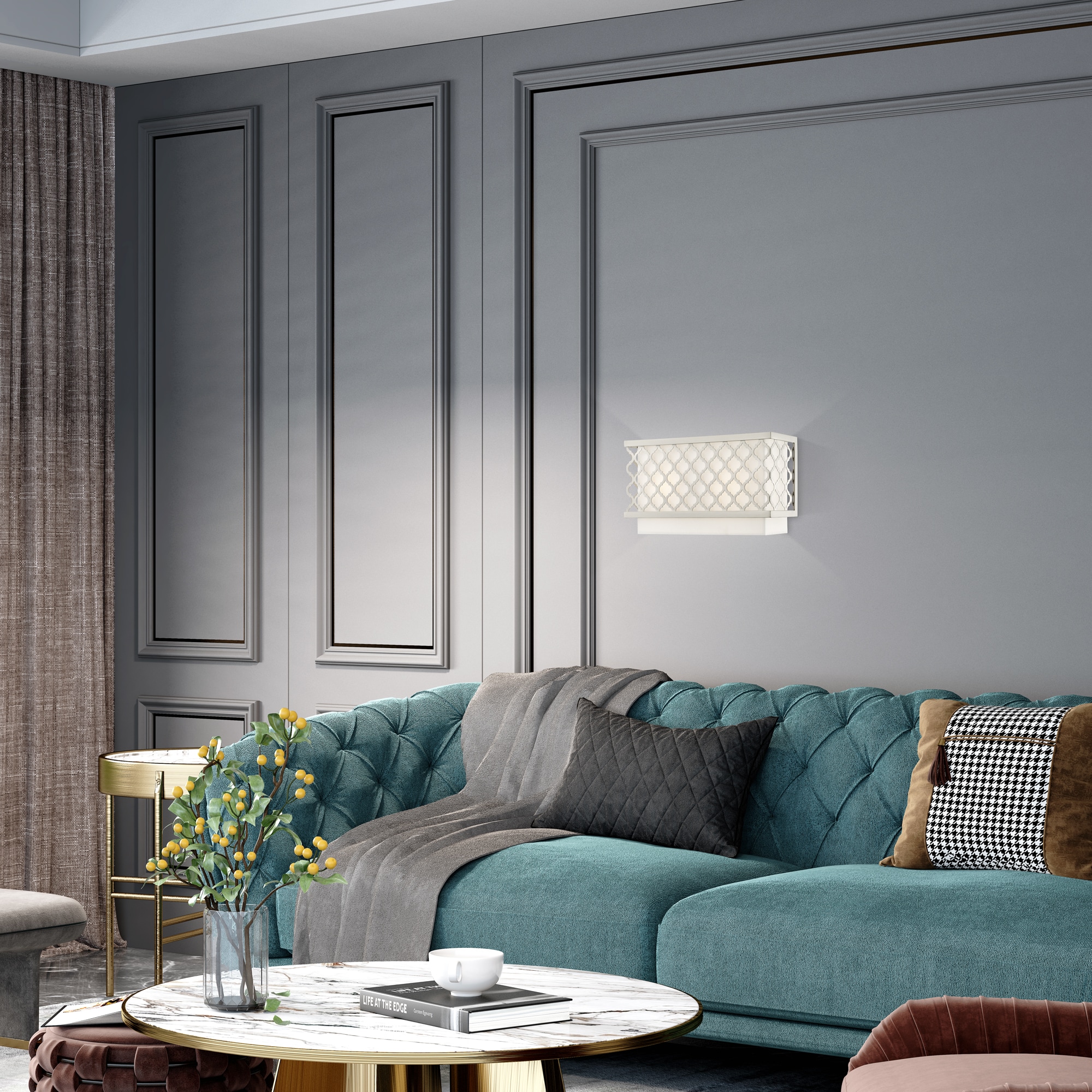 Arabesque Brushed Nickel 2-Light ADA Compliant Wall Sconce