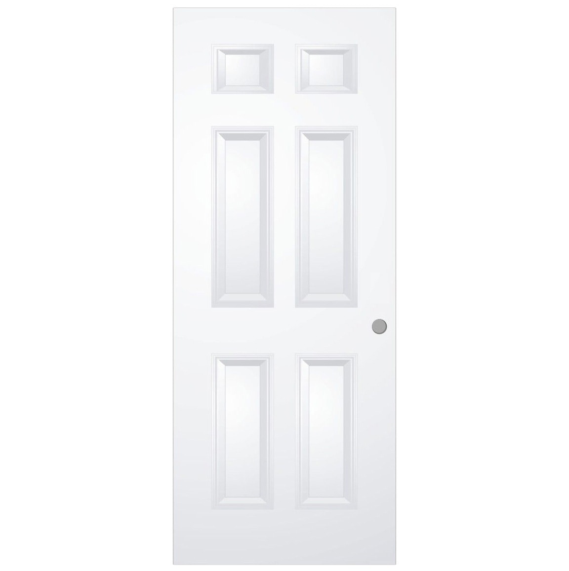 RELIABILT LOE830708 28-in x 80-in Primed Hollow core 6-panel Right hand Smooth Primed Molded composite Flat Jamb Single Prehung Interior Door