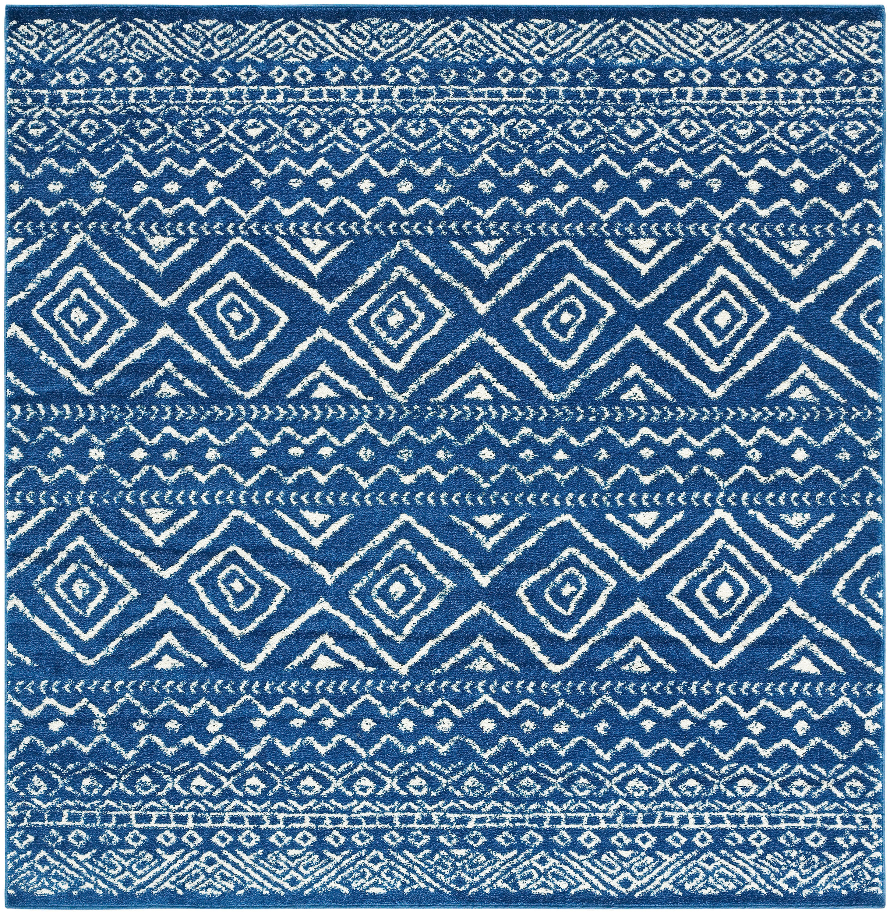 Safavieh TUL267N-9SQ Tulum 9 x 9 (ft) Loomed Polypropylene Navy/Ivory Square Indoor Geometric Bohemian/Eclectic Area rug