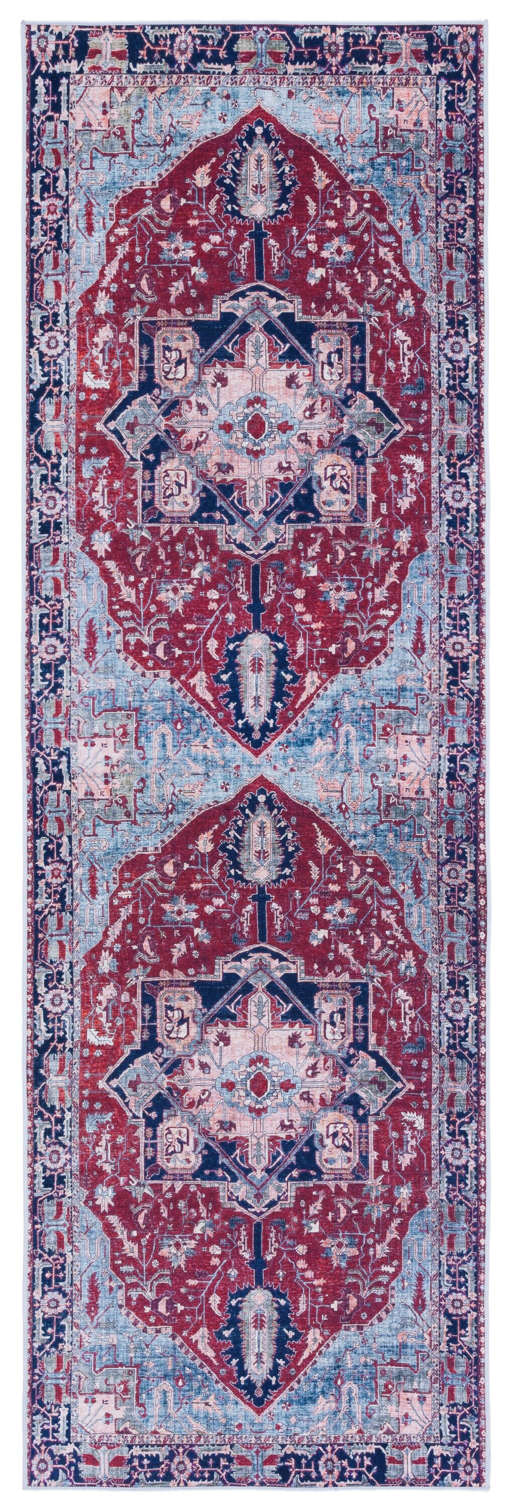 Tucson Elegant Red Synthetic 30" Washable Runner Rug