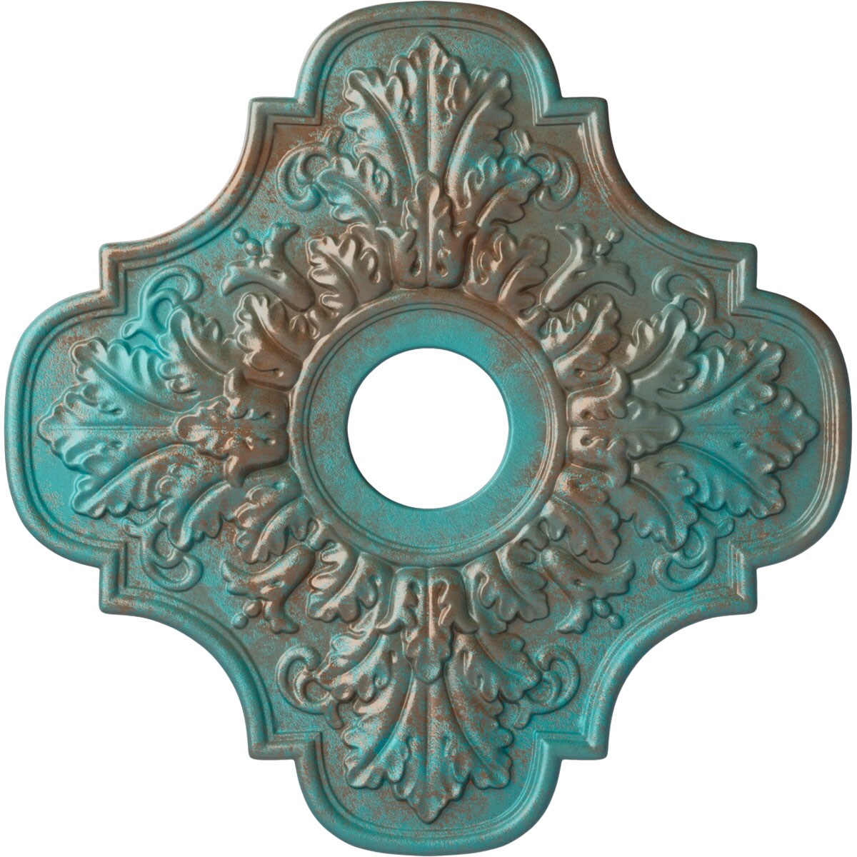 Ekena Millwork CM17PECGS Peralta 17.75-in W x 17.75-in L Painted Copper Green Patina Polyurethane Whole Ceiling Medallion