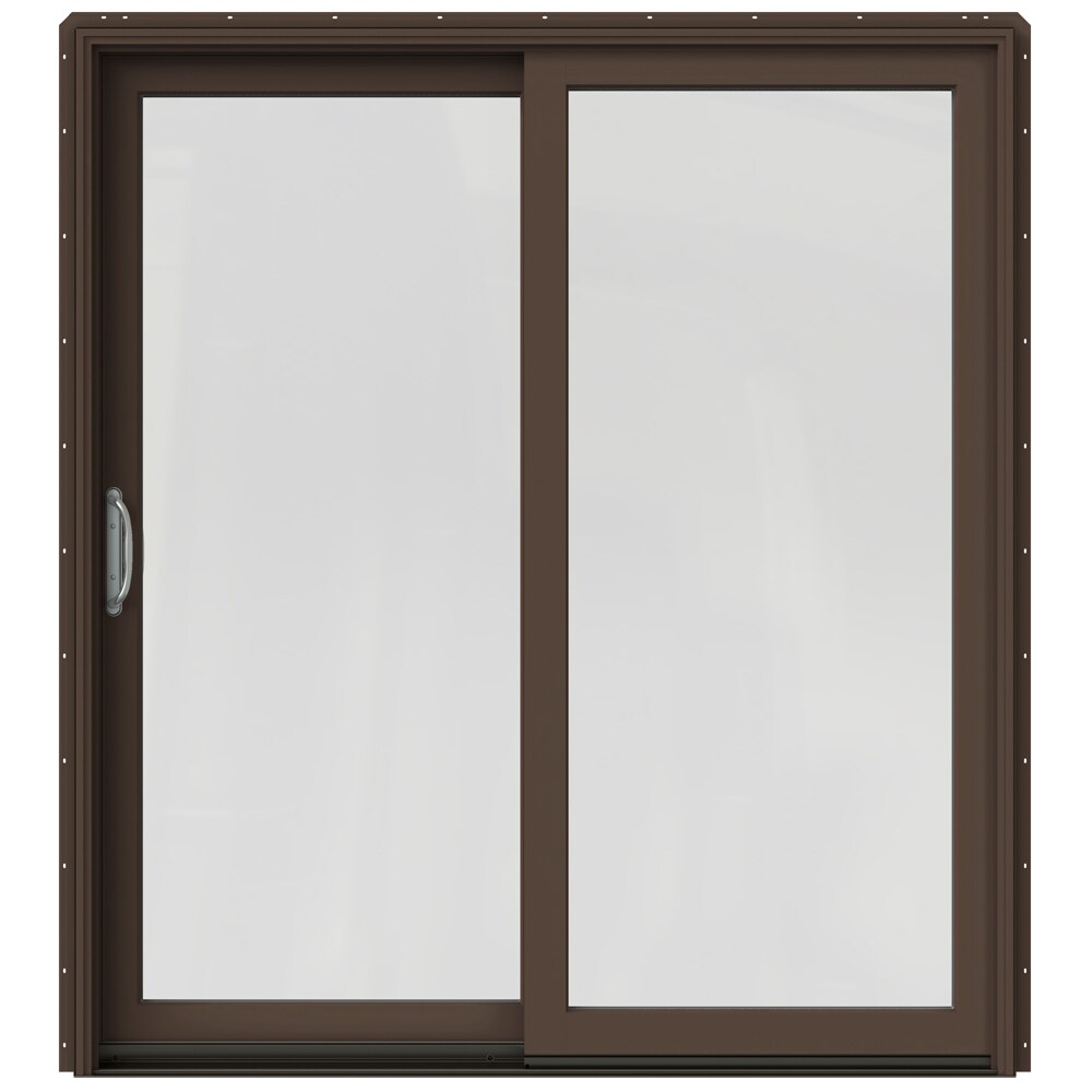 JELD-WEN LOWOLJW220100122 72-in x 80-in Low-e Argon Dark Chocolate Clad-wood Sliding Left-Hand Sliding Double Patio Door Screen Included