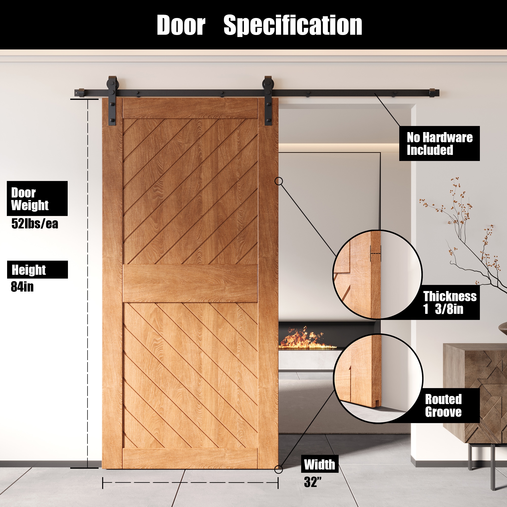 HOMACER XT3-3284-EA Barn-Doors - View #2