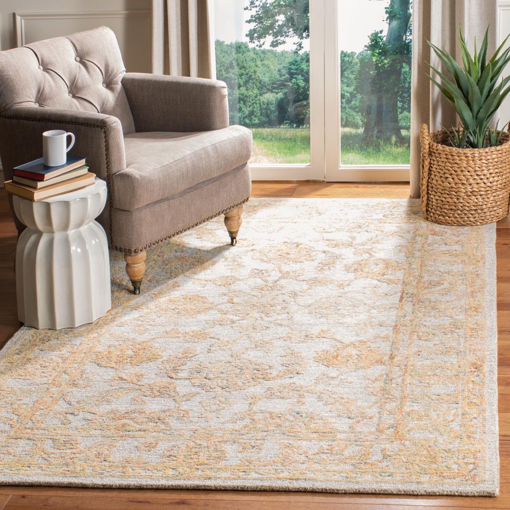 Beige and Gold 4' x 6' Handmade Wool Abstract Area Rug